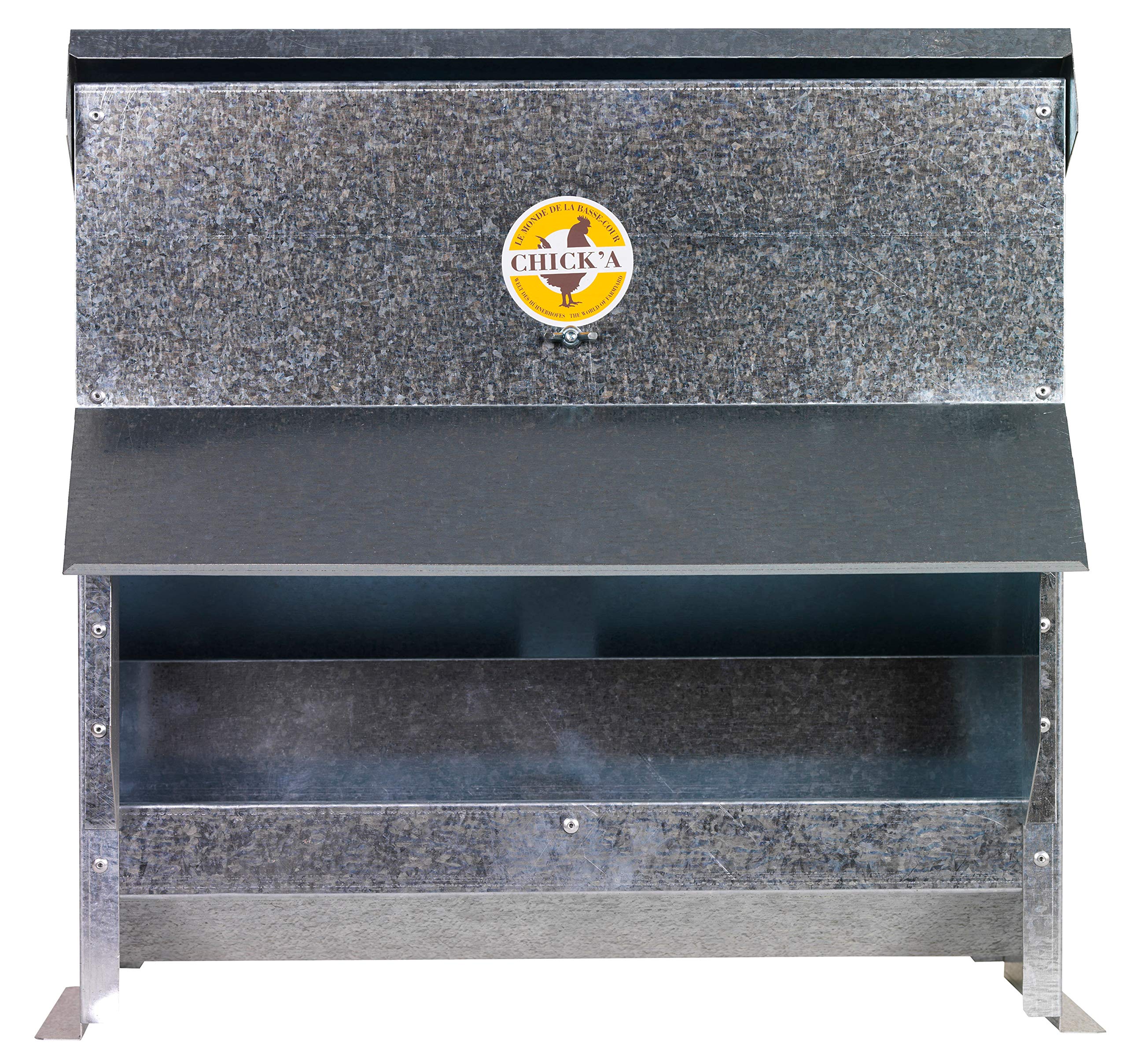 CHICK'A - Comedero de tolva (Acero galvanizado, 25 L, para 15 gallinas