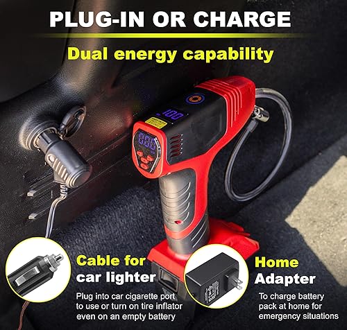 Miniatura 3 de Bullseye Pro Max Deluxe - Inflador de neumáticos portátil, compresor de aire portátil para neumáticos de automóvil, inflador de neumáticos de