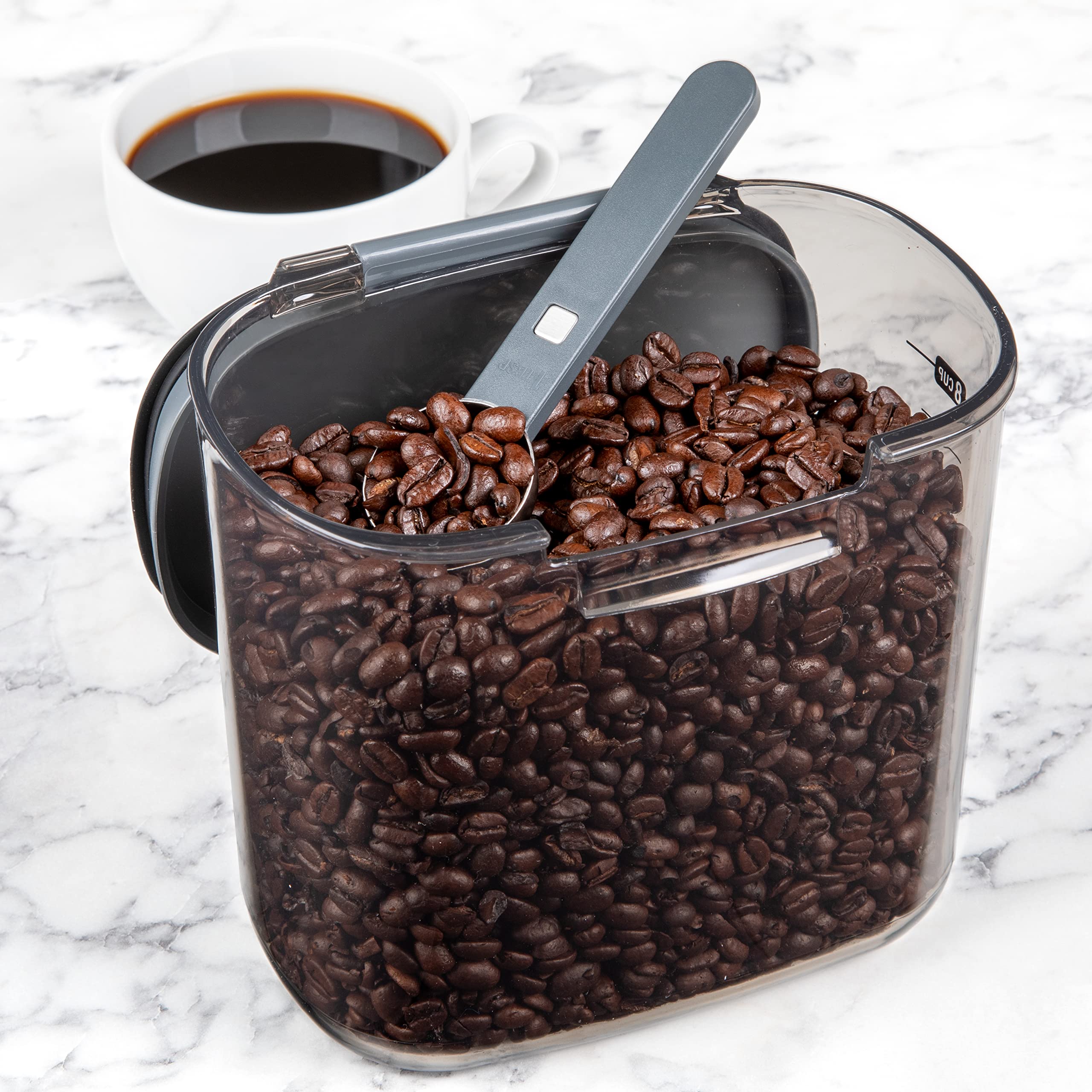 Progressive International ProKeeper+ - Set di 2 contenitori ermetici in plastica trasparente per alimenti da cucina per fornaio per alimenti con accessori magnetici, set da 2 pezzi (caffè 2 quarti)