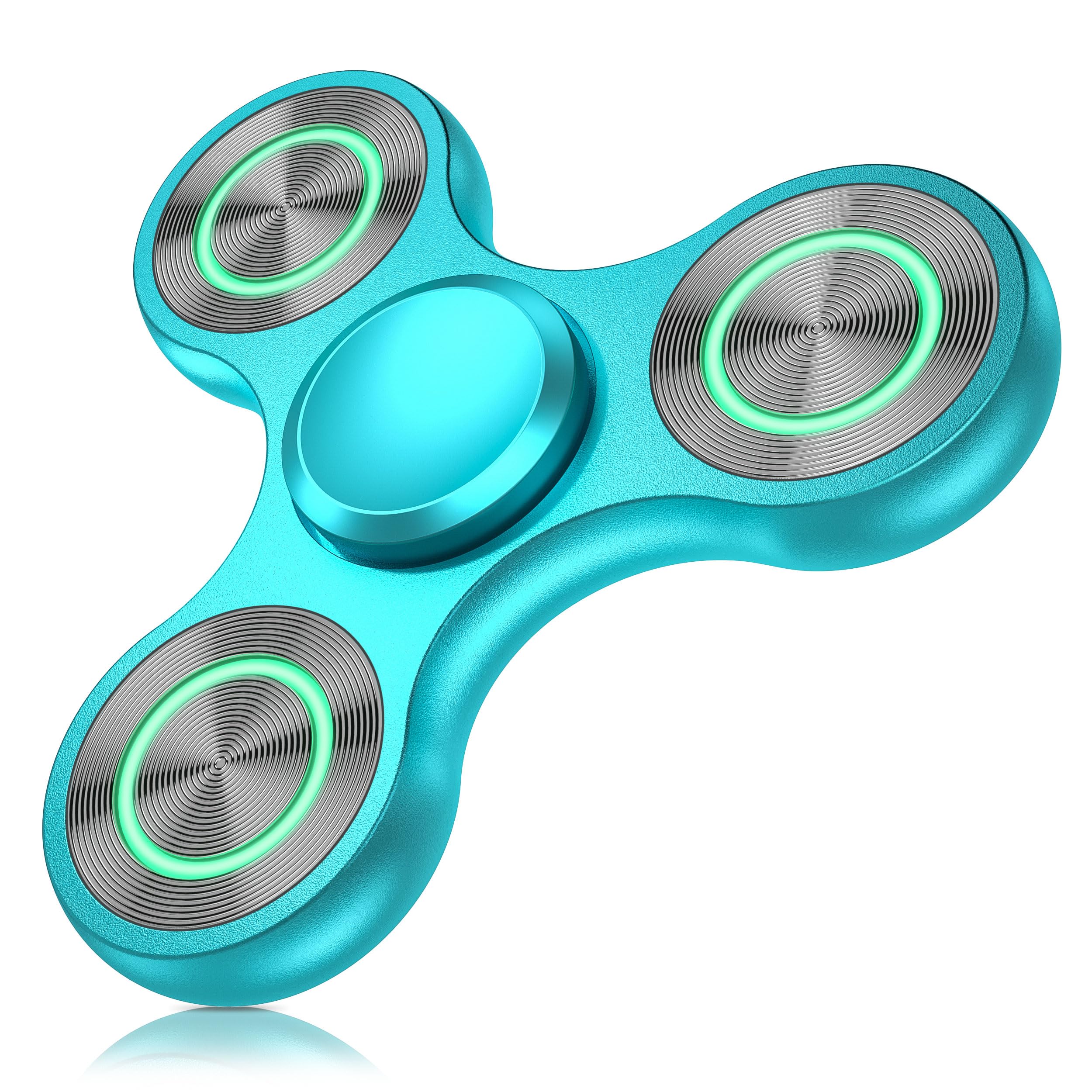 ATESSON Metal Light Up Fidget Spinner Toys, Durable Stainless Steel Bearing High Speed Silent with Fluorescent Precision Focus Anxiety Stress Relief Boredom Fidget Spinners for Kids & Adults Blue
