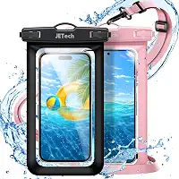 JETech Pacote com 2 Bolsa de Telefone À Prova D'água, Capa lmpermeável para iPhone 17 16e 16 15 14 Air Pro Max, Galaxy S25 S24 Ultra, Pixel 10 Série e Outros de até 7,2 Polegadas (Preto+Rosa)
