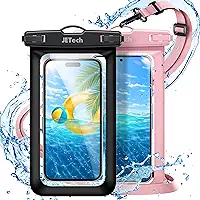 JETech Pacote com 2 Bolsa de Telefone À Prova D'água, Capa lmpermeável para iPhone 17e 17 16e 16 15 Air Pro Max, Galaxy S26 S25 Ultra, Pixel 10 Série e Outros de até 7,2 Polegadas (Preto+Rosa)