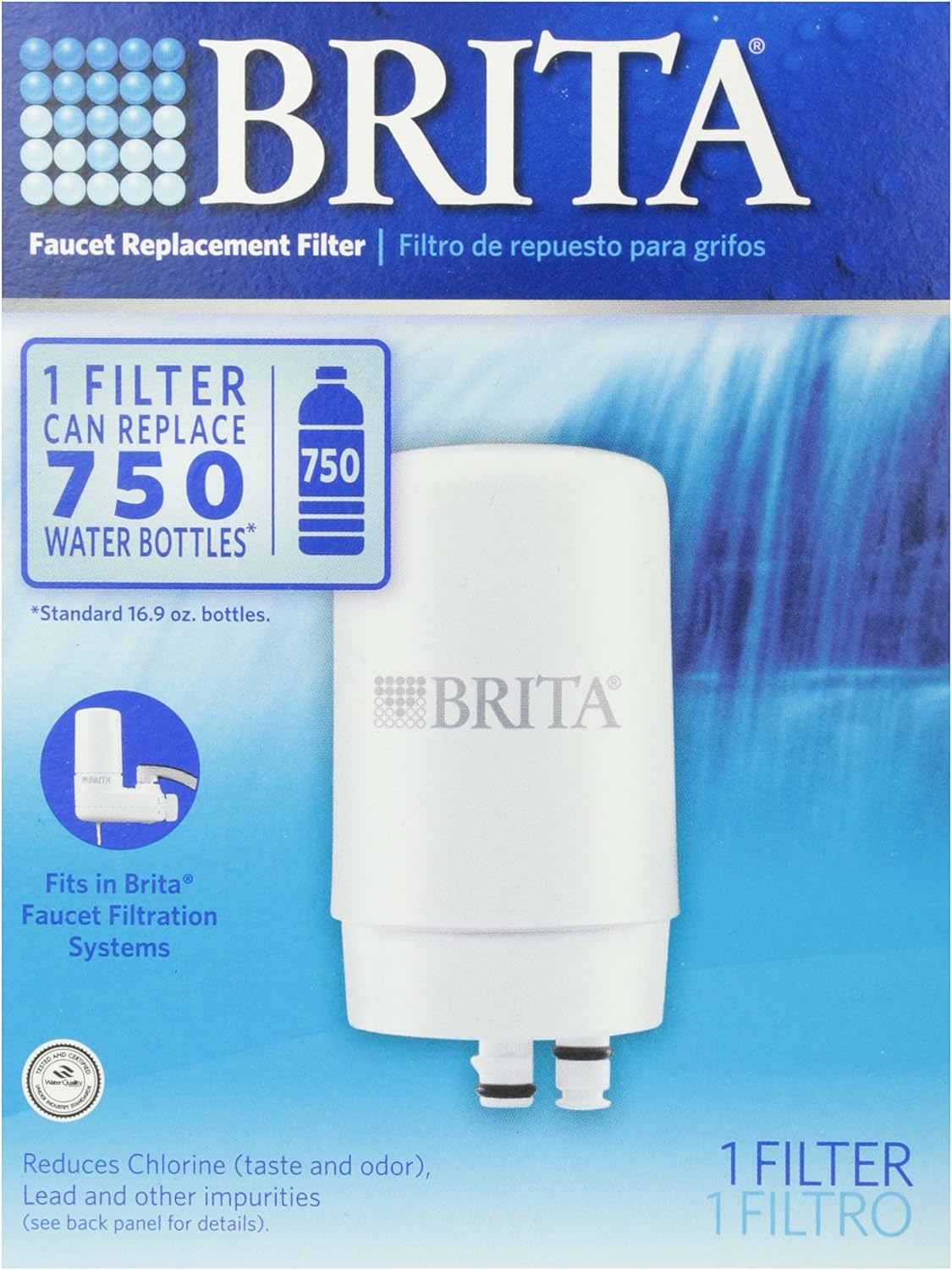 Brita Tap Water Filter, Water Filtration System Replacement Filters for Faucets, Reduces 99% of Lead, White, 1 Count