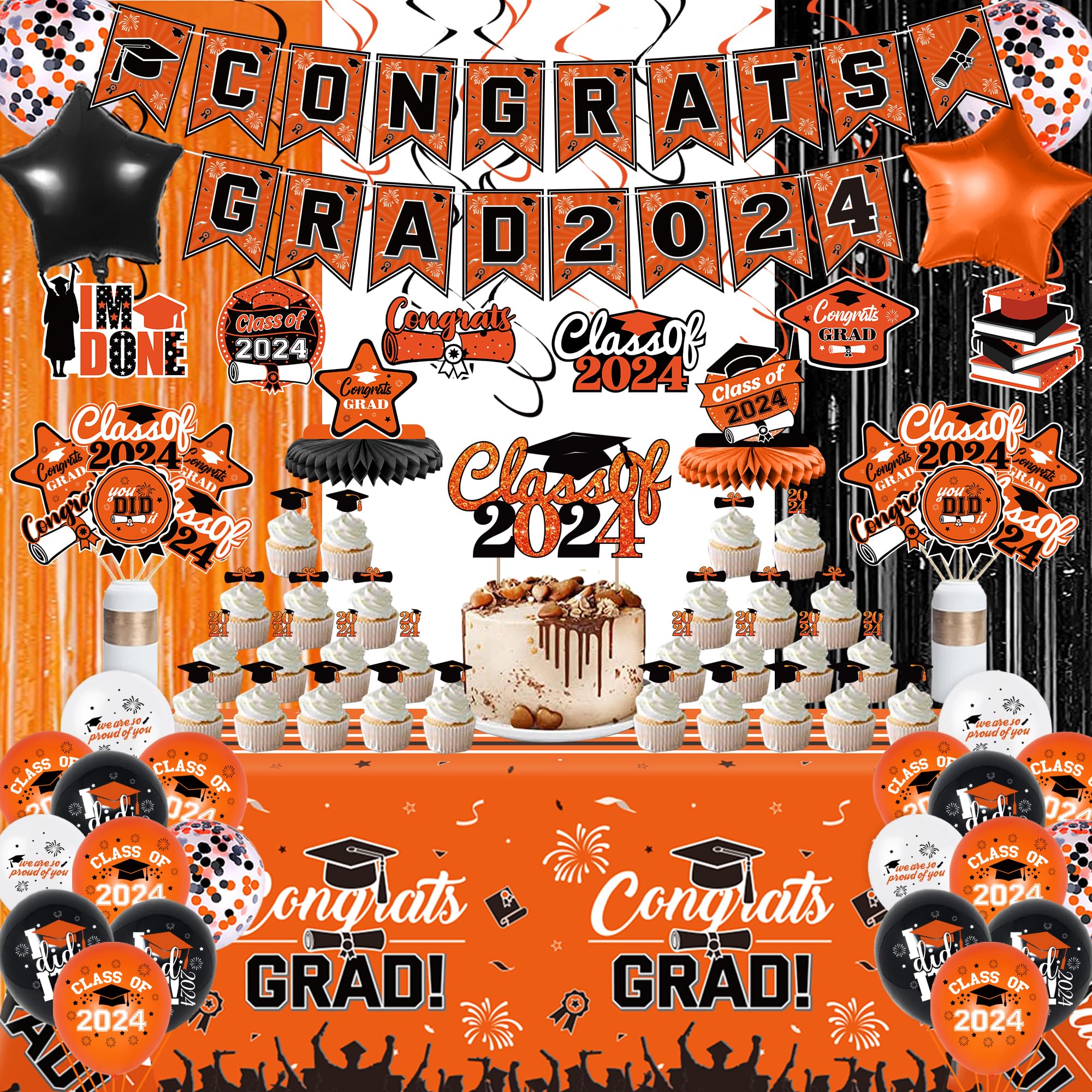 Decoraciones De Graduación De Color Naranja Y Negro Amazon.com: