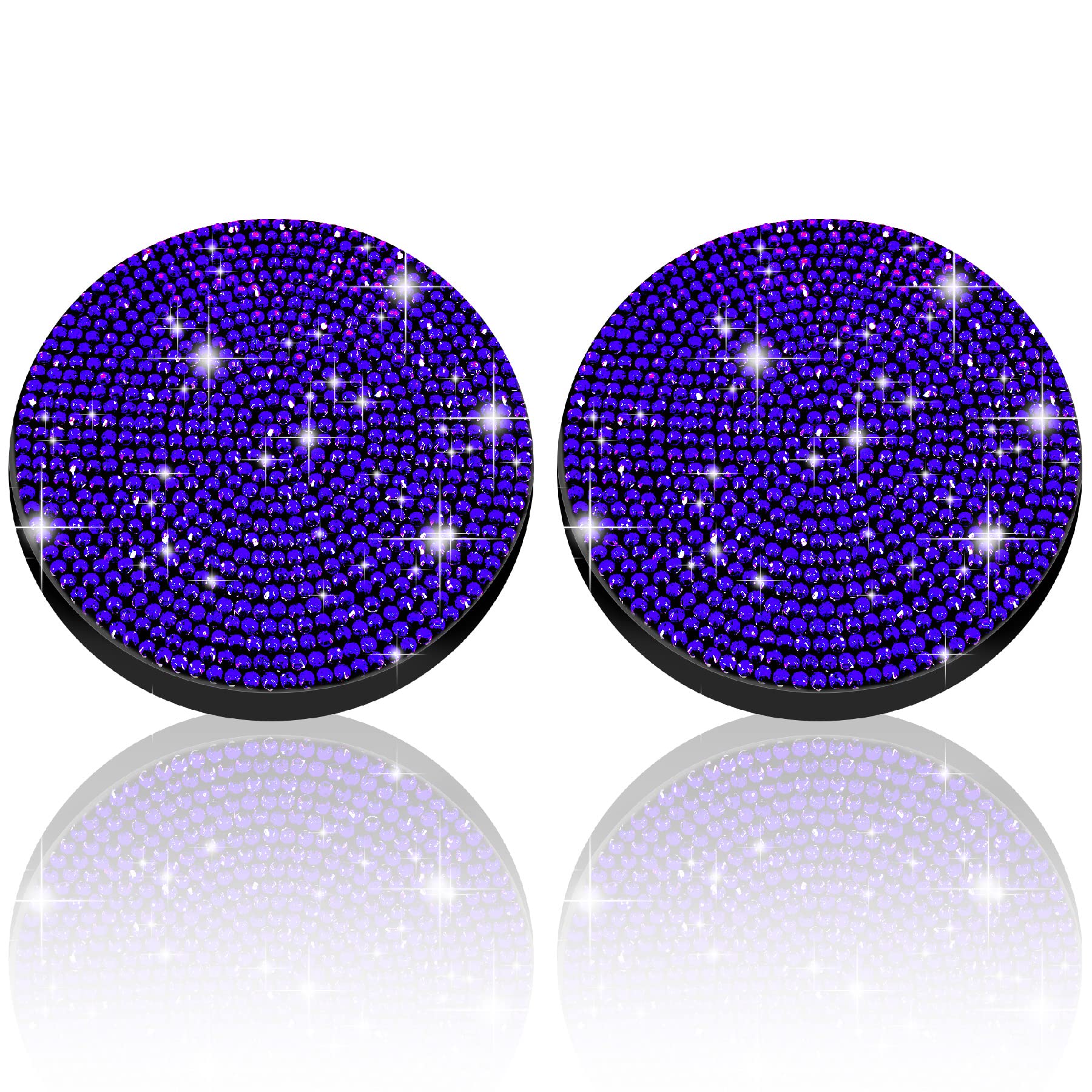 Car Coasters for Cup Holder,Dermasy 2 Pack Cute Bling Car Cup Holder Coaster with Rhinestone for Women and Girl 2022 Universal Anti Slip Silicone Automotive Interior Accessories Set (All Blue)