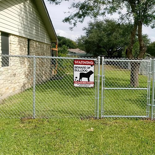 Miniatura 4 de BAIWIFE Letreros de advertencia de metal vintage de 8 x 12 pulgadas (8.0 x 12.0 in), diseño vintage sobre áreas de actividad de bulldog para vallas