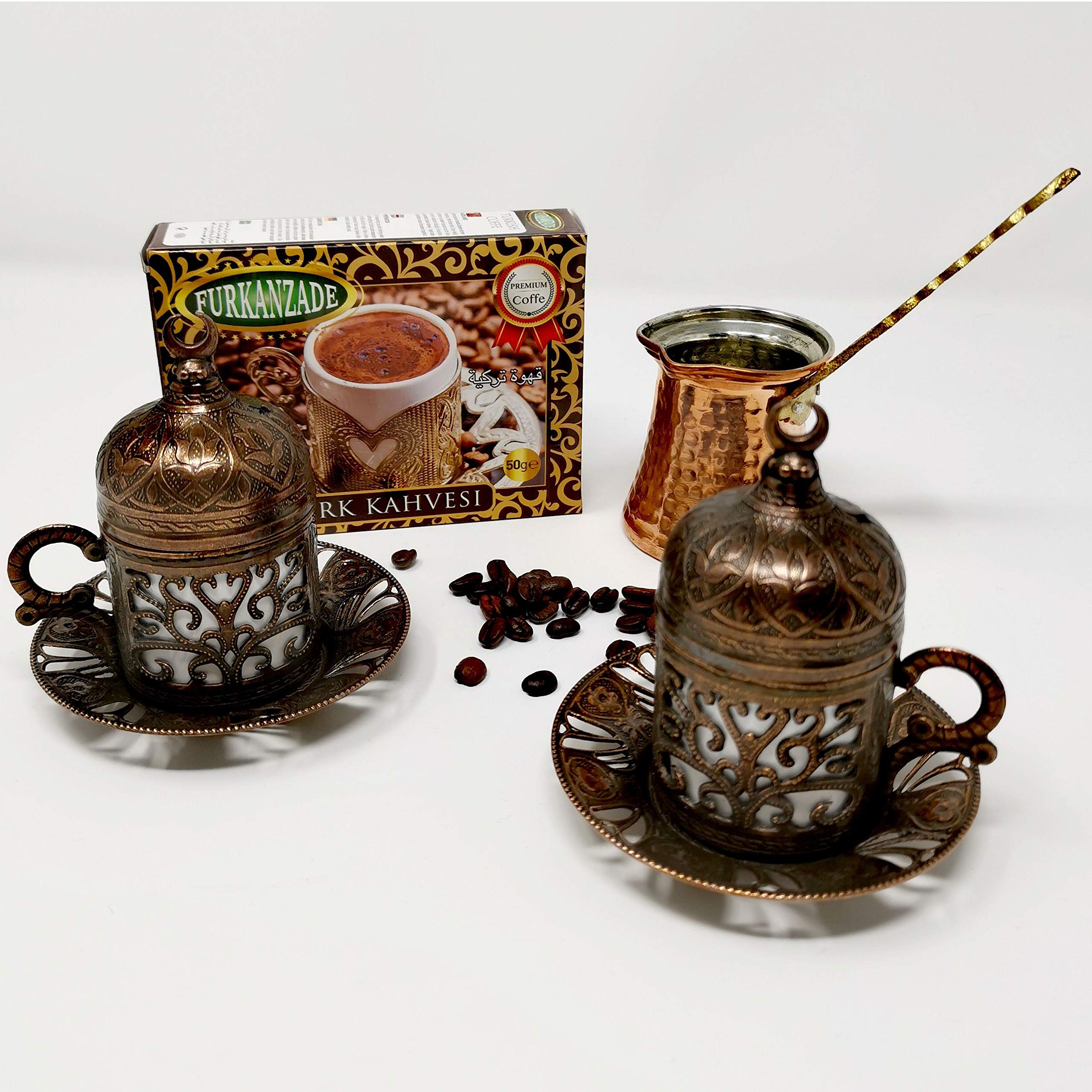 Turkish Coffee Gift Set for Two People in Wooden Box Perfect