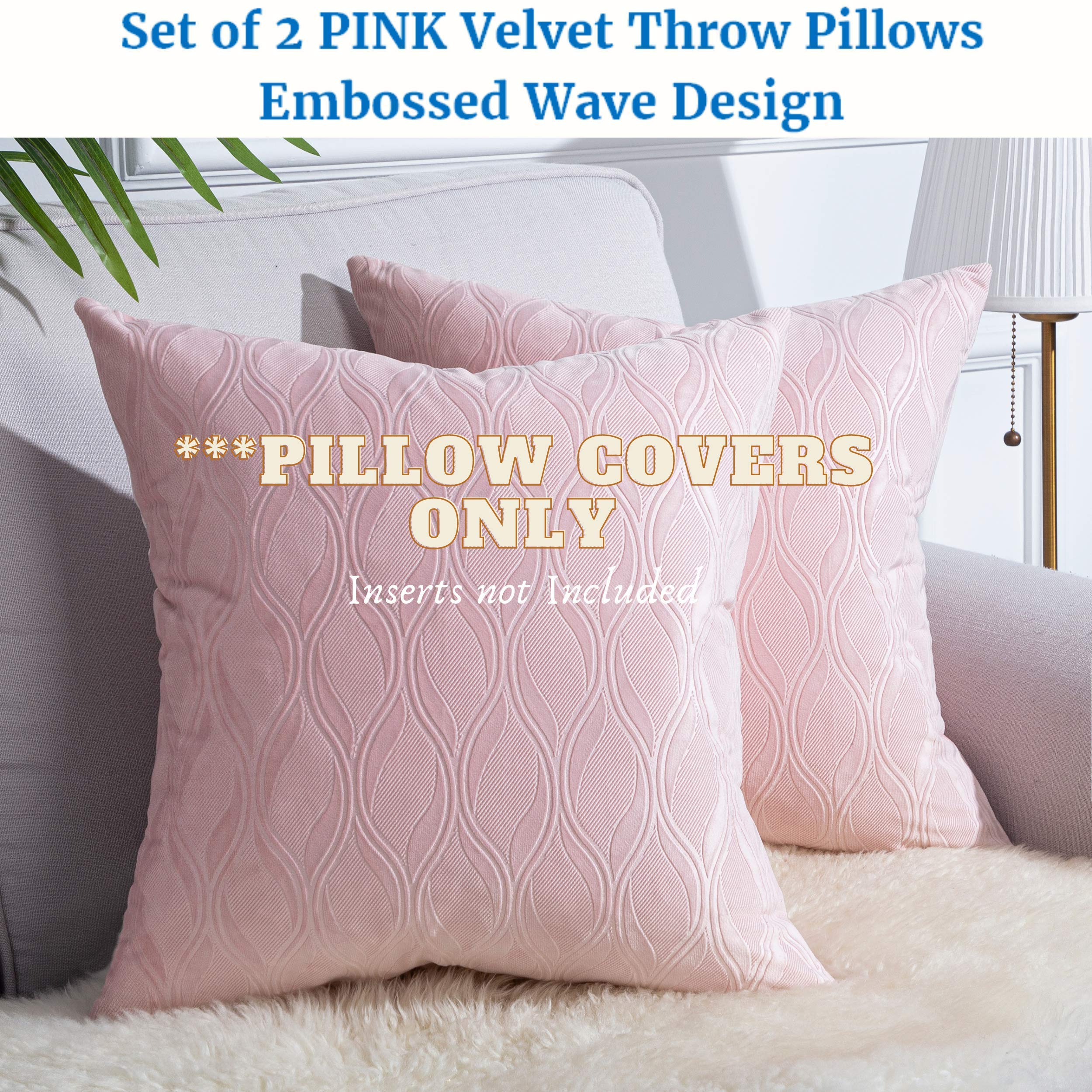 Soft Velvet Pink Pillow 18x18 inches Covers - (Covers ONLY) Light Pink Throw Pillows Covers, Velvet Pink Throw Pillow Cover for Sofas Pillows, Light Pink Pillow Shams Covers, Pink Cushion Cover