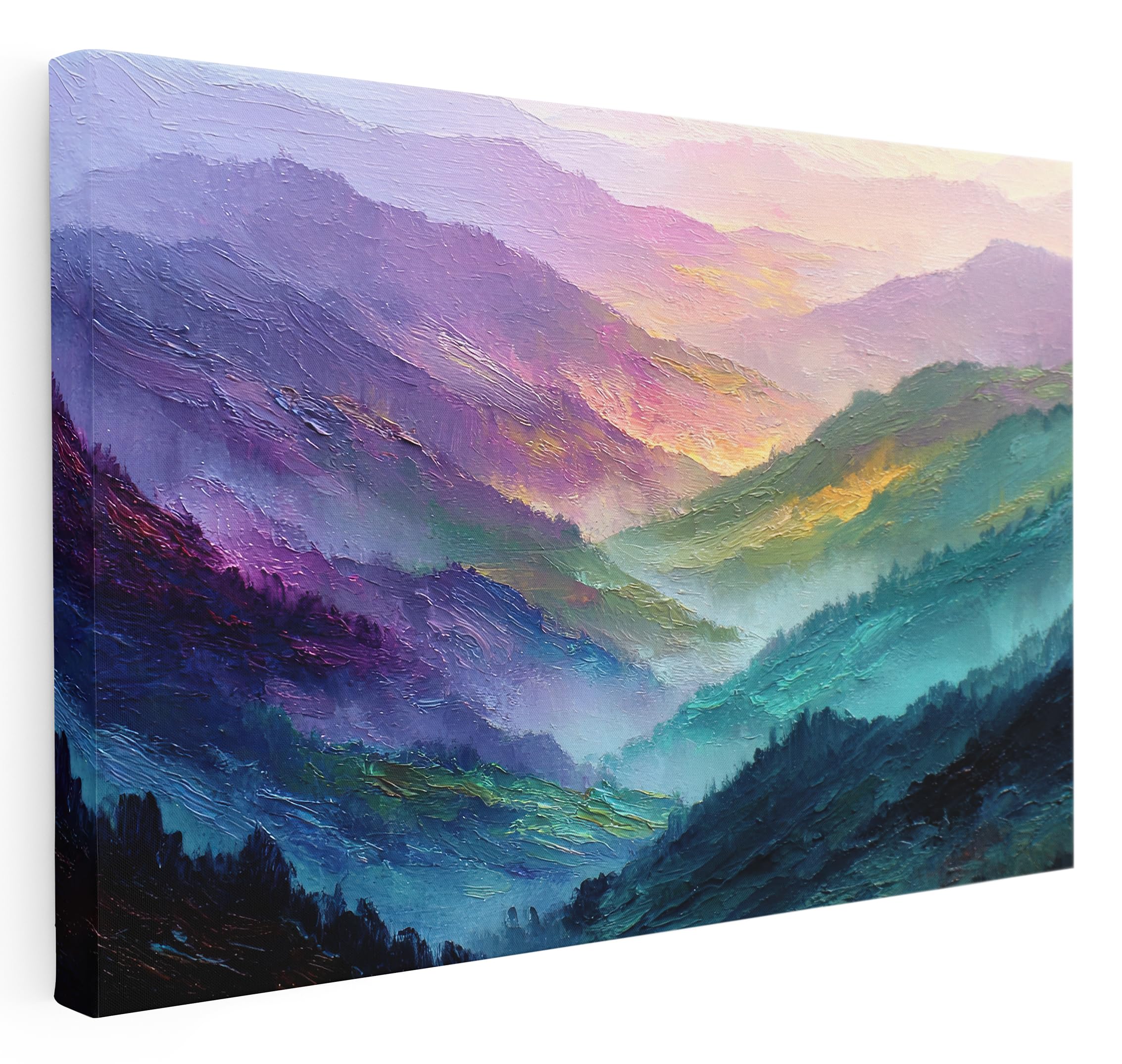 Pastello Multicolour Valleys Of Shadows And Light Pastel Canvas Wall Art – Wall Art Print For Living Room, Bedroom, Office, Framed Artwork – Serene Landscape Décor (77Cm X 51Cm / 30X20inch)