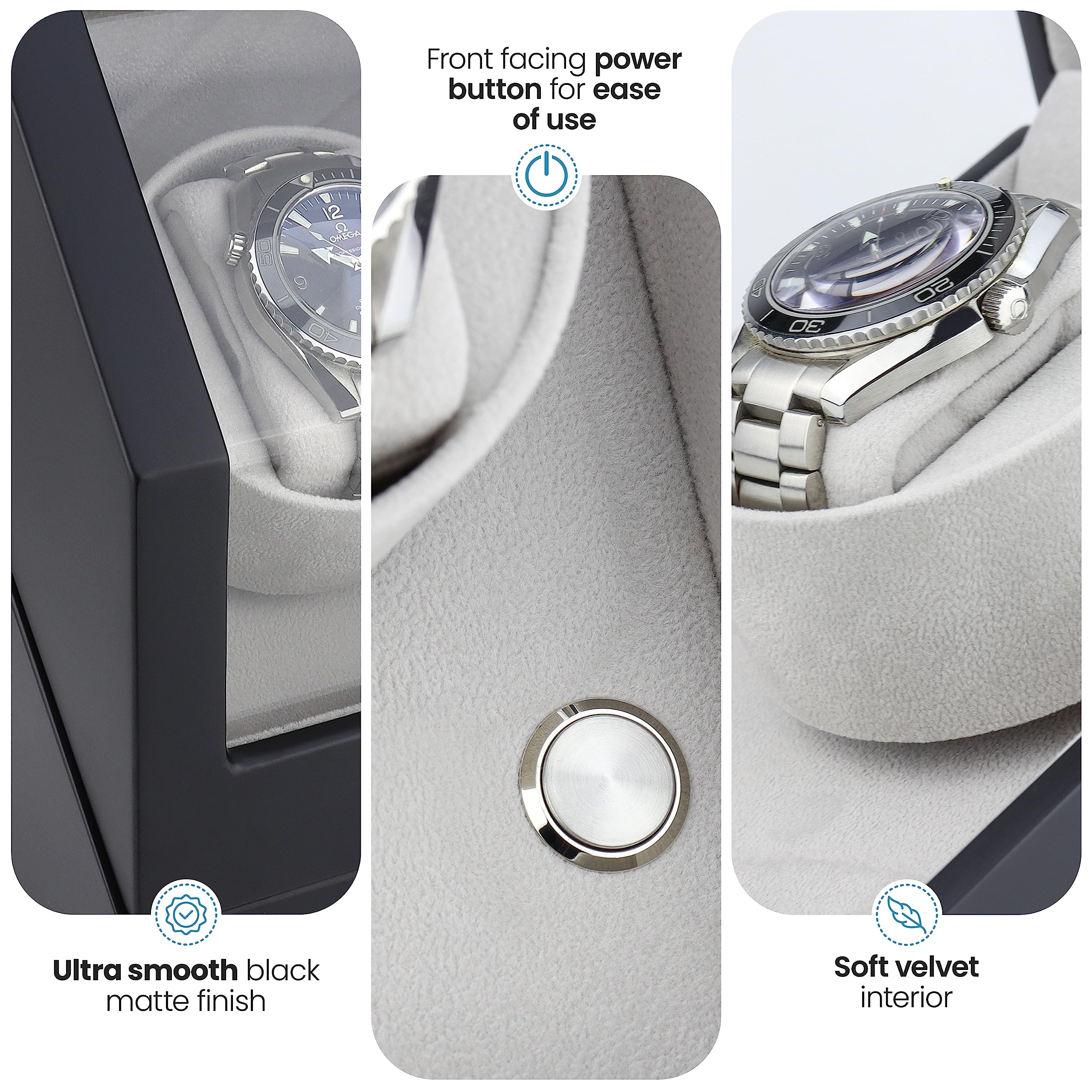 Heiden Watch Winder Single Watch Winders - Japanese Motor - AC Adapter Included - Can Run on Batteries - 12 Multiple Settings - Zero Magnetization Automatic Watch Winder for Rolex