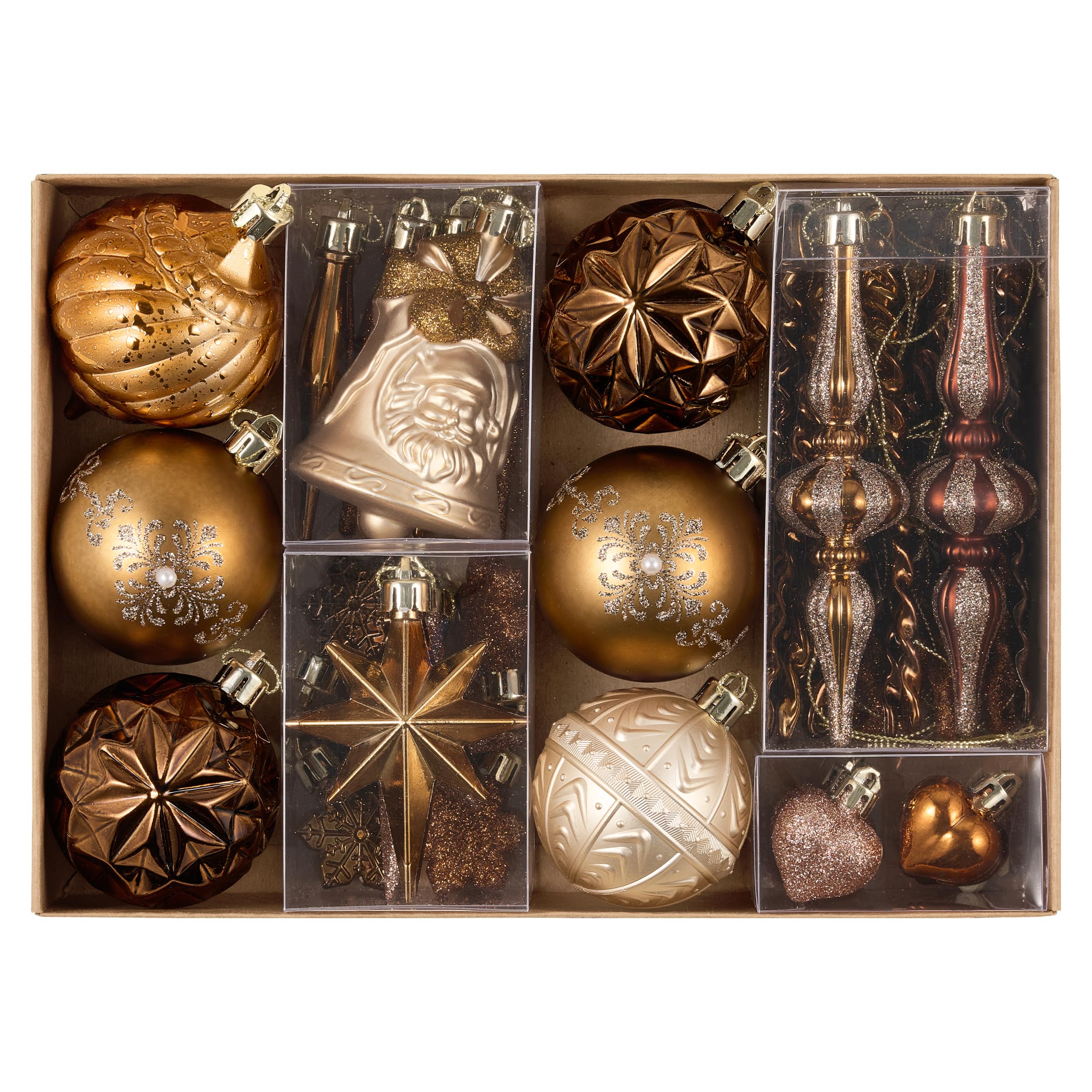 Boules de Noël bronze et doré pour créer une ambiance chaleureuse en famille
