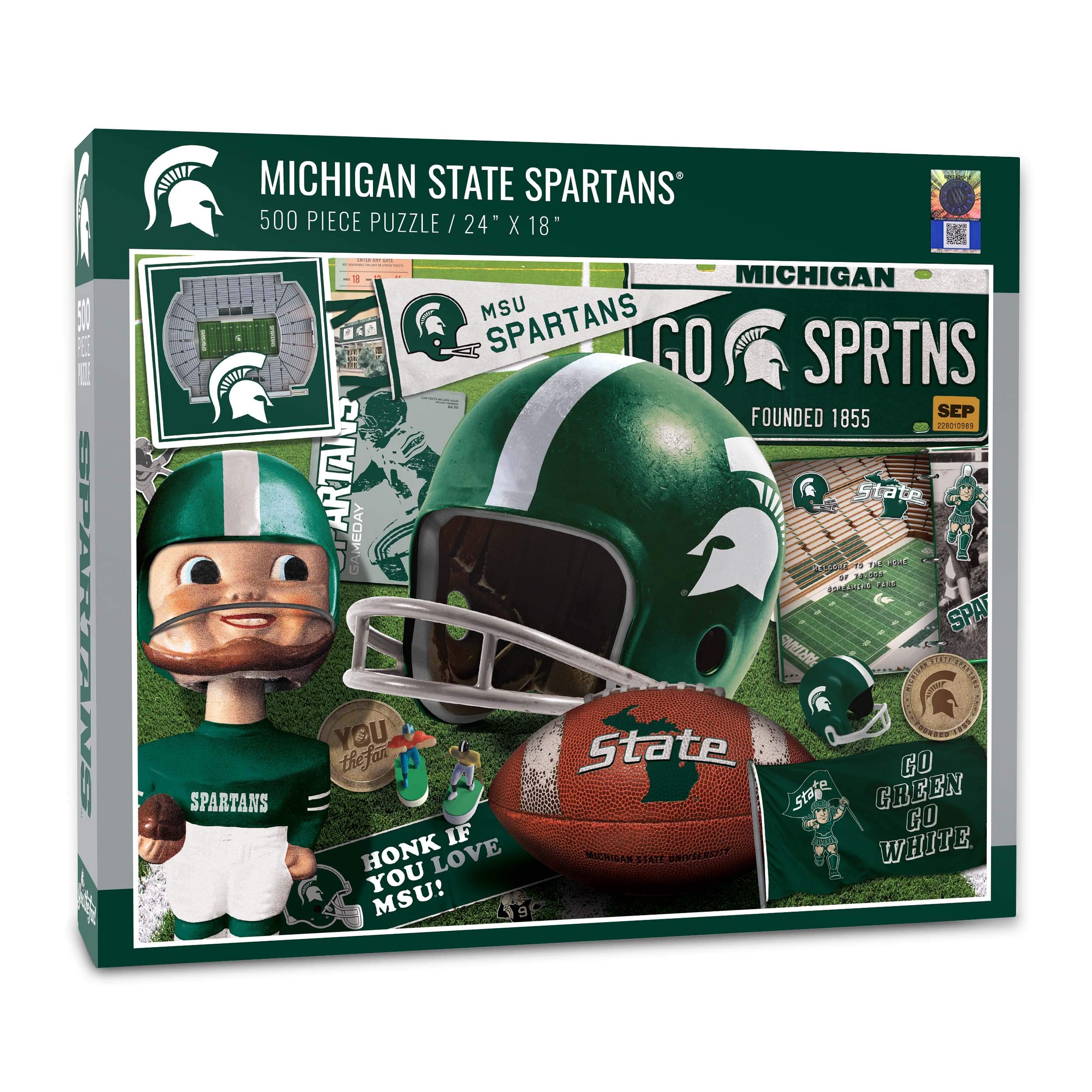 YouTheFan NCAA Michigan St Spartans Retro Series Puzzle - 500 Pieces, Large