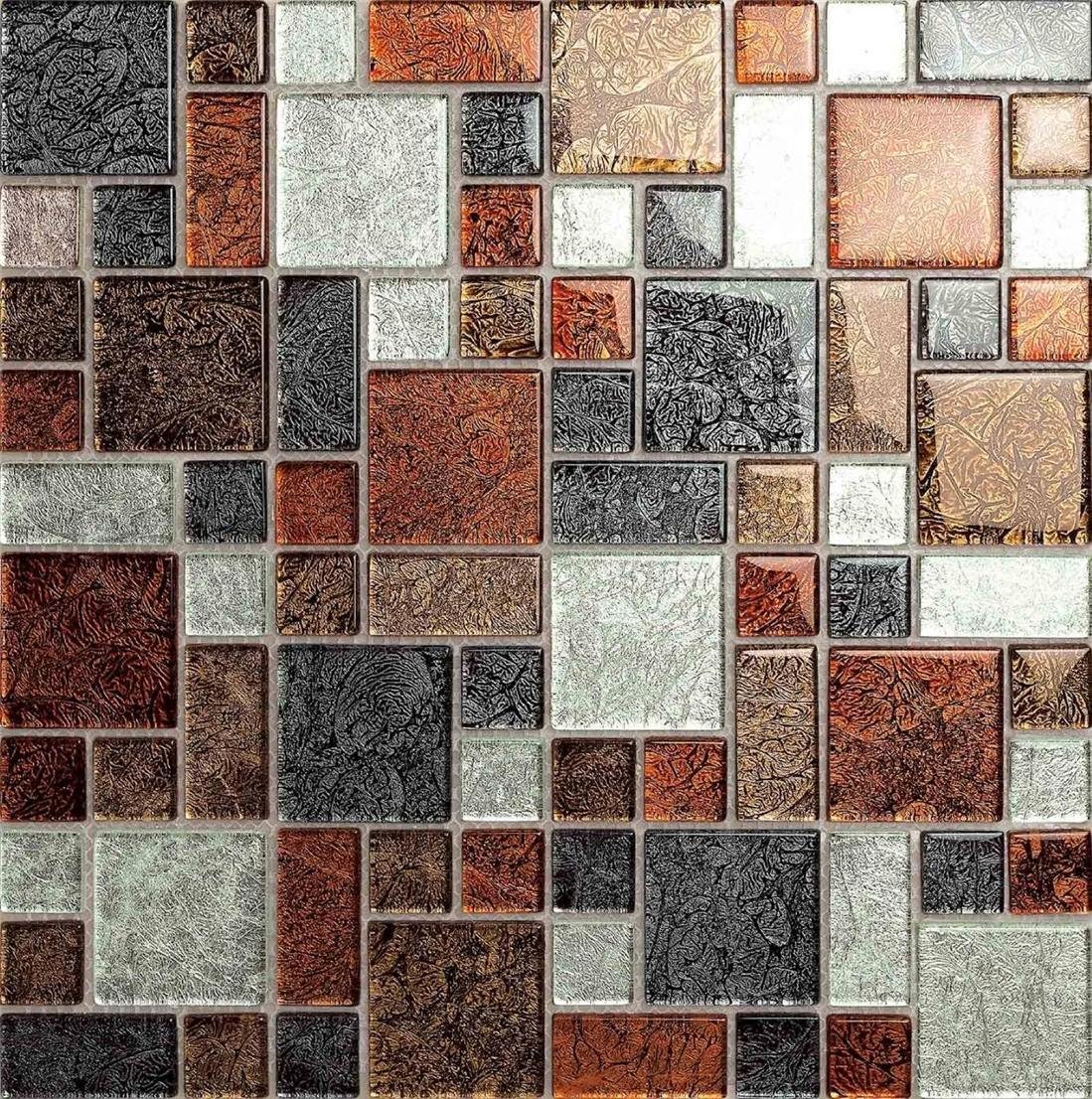 Autumn Hong Kong Foil Modular Mix Glass Mosaic Tiles Sheet (MT0064) (11