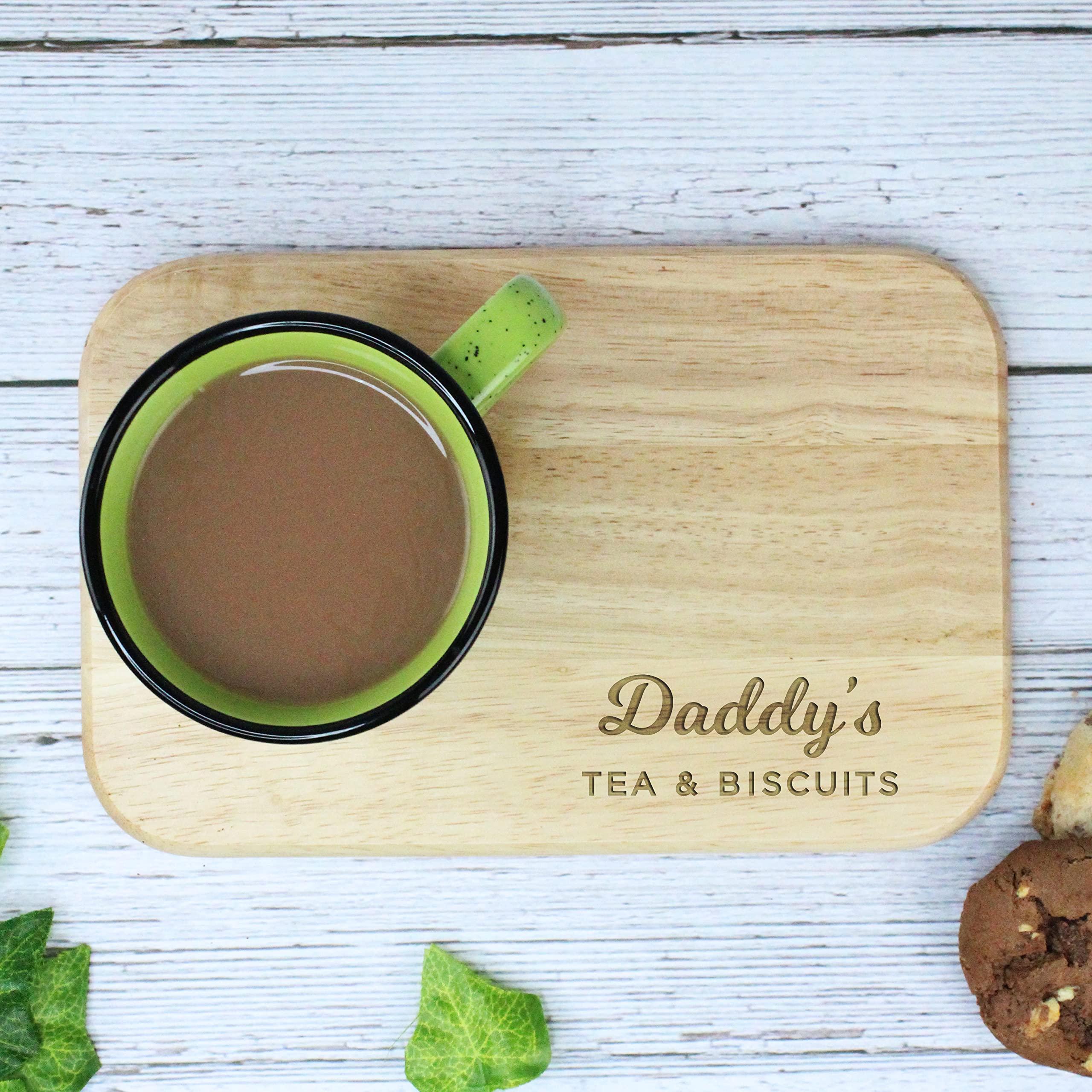 Ebuygb Brown Daddy's Tea & Biscuits Board, Wooden Treat Board, Snack Tray, Father's Day, Birthday Gifts For Daddy,