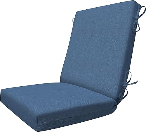 Miniatura 1 de Honeycomb - Cojín para silla de comedor con respaldo alto y textura para interiores y exteriores, azul pacífico texturizado, relleno de poliéster