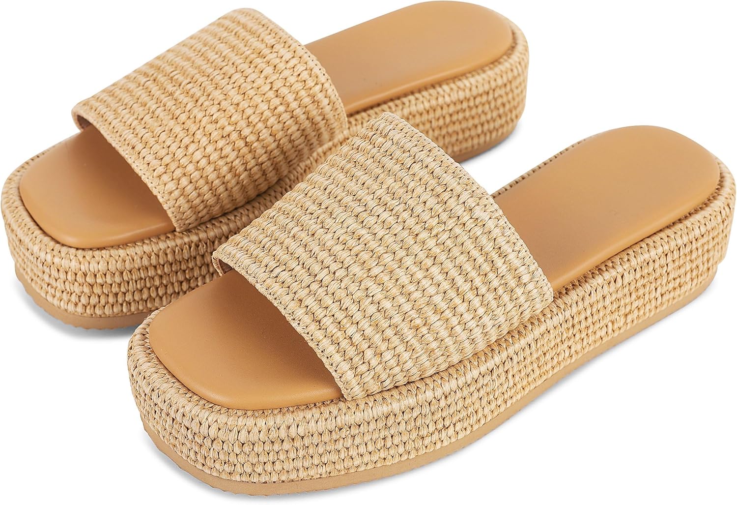 Platform slip on espadrille sandals for women, wedges slides beach.