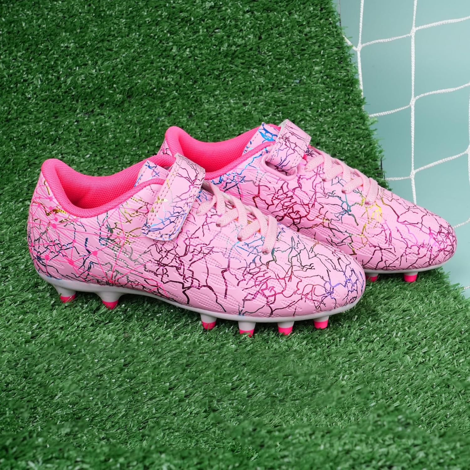 brooman Kids Firm Ground Soccer Cleats Girls Football Cleats with Shin Guards and Soccer Socks - Image 5