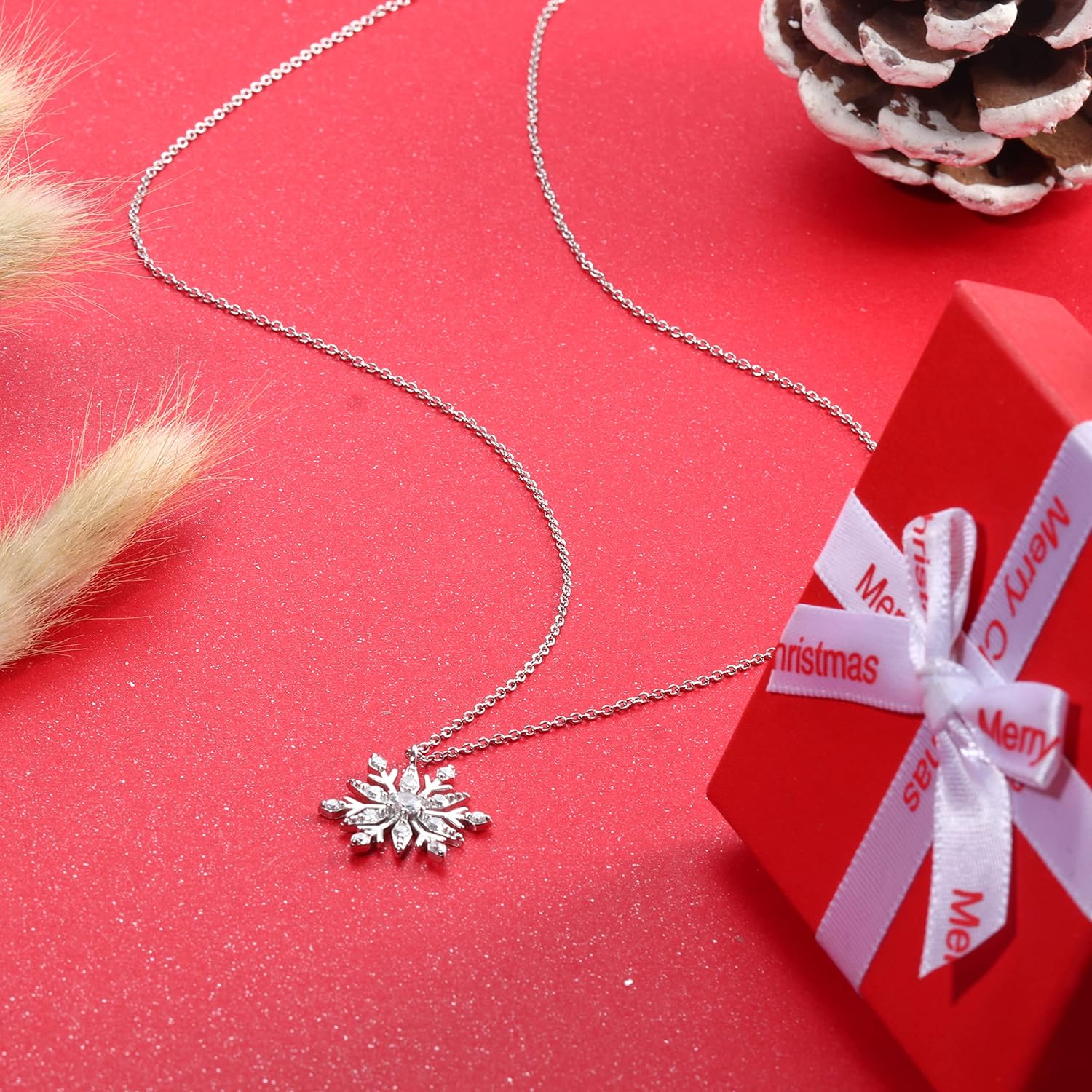MILACOLATO Snowflake Necklace 925 Sterling Silver Snowflake Pendant Necklace 18K Gold Plated Sparkle Cubic Zirconia Snowflake Necklace Thanksgiving Xmas Christmas Jewerly Gifts for Women - Image 3