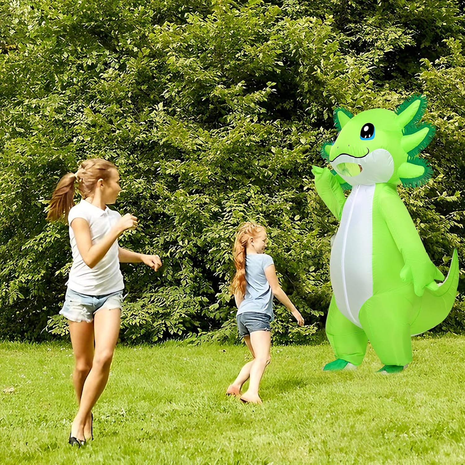 Stegosaurus Inflatable Axolotl Costume Adult Halloween Blow Up Costumes Deluxe Funny Costumes Animal Women Men Cosplay Party Green