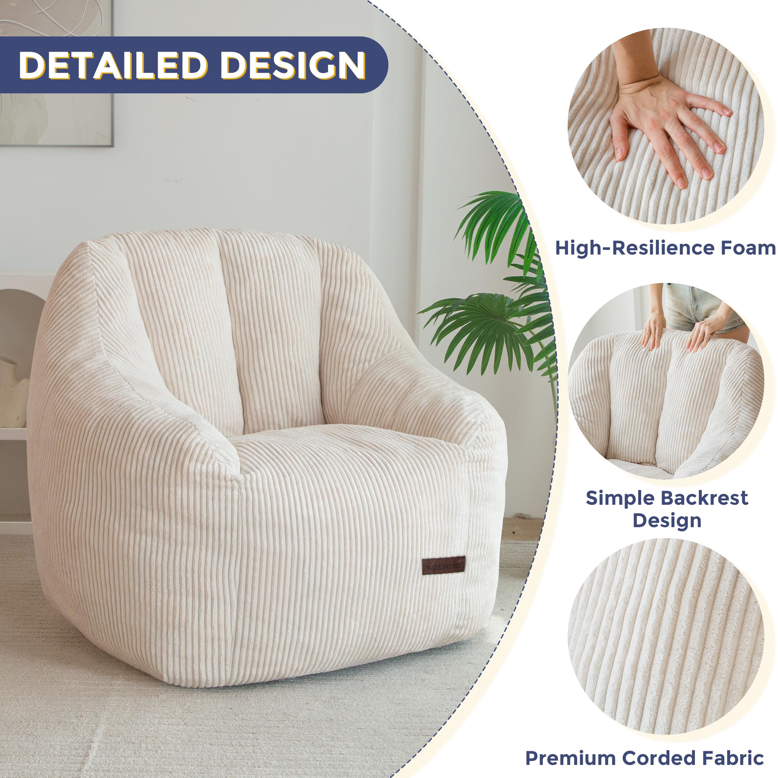 MAXYOYO Pouf Canapé-Pouf avec Rembourrage, Fauteuil Confortable pour Le Salon, Idéal pour Adultes et Enfants, Canapé de Sol Rembourré pour la Chambre, Le Dortoir ou la Lecture