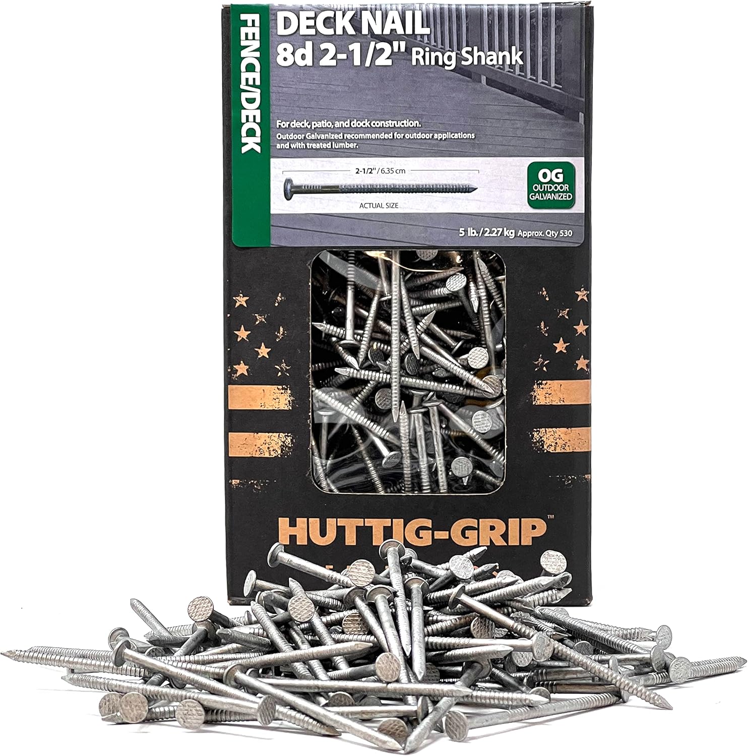 HuttigGrip Fence Deck Nails 21/2 inches 8d for Wood