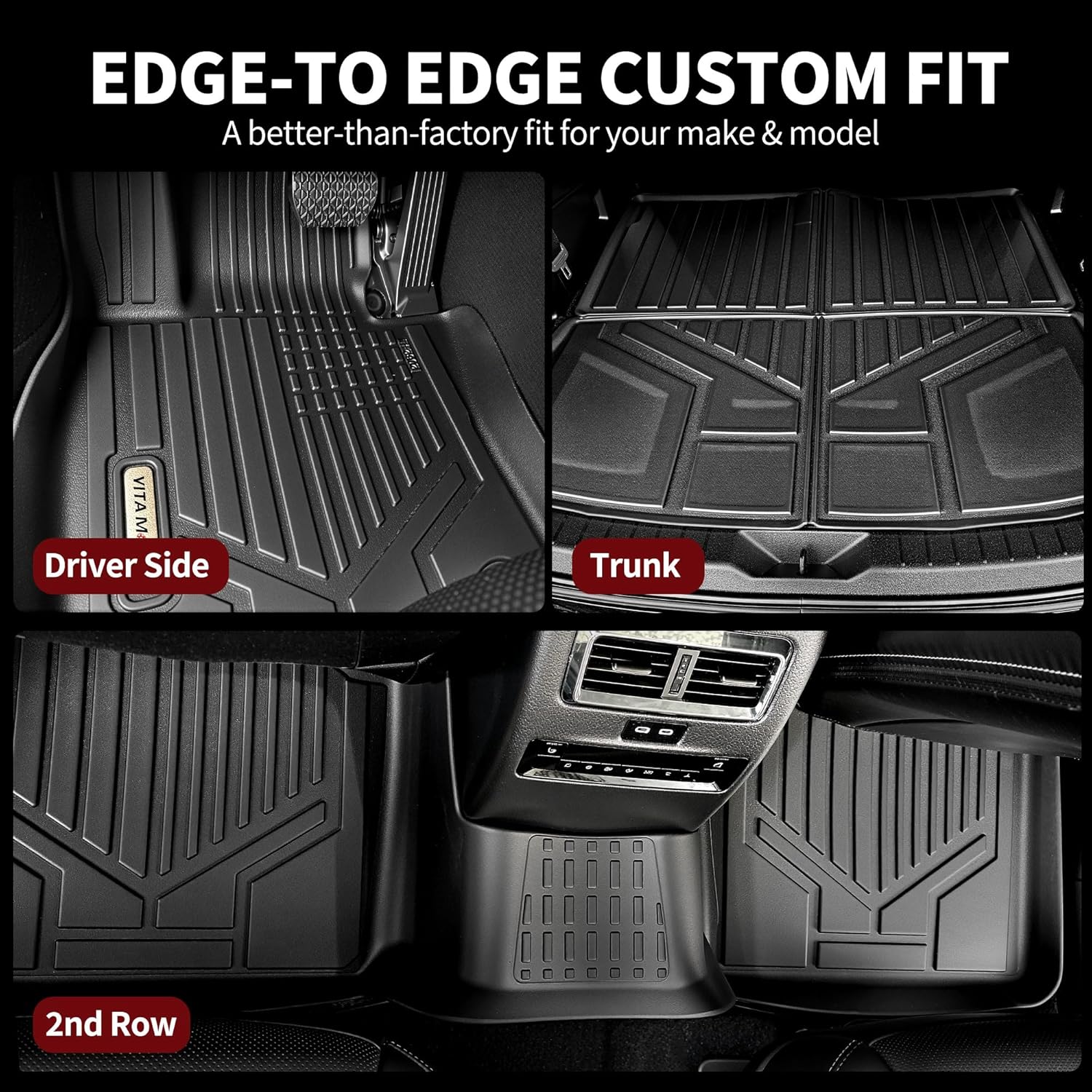 YITAMOTOR Floor Mats Compatible with 2026 2025 2024 2023 2022 2021 2020 Mazda CX-30 Includes 2 Rows and Cargo Liner Set, All-Weather Floor Mat Set Liners, Black - Image 5