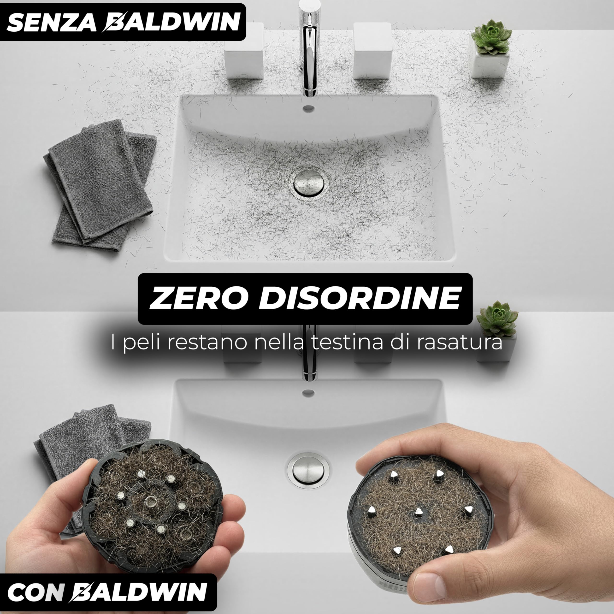 BALDWIN Afeitadora de Cabeza Hombre – Afeitadora Eléctrica Hombre 7D con Cabezal Magnético | Head Shaver para Cabeza Calva | Skull Shaver | Uso en Seco y Mojado, Impermeable, Máquina de Afeitar Cabeza
