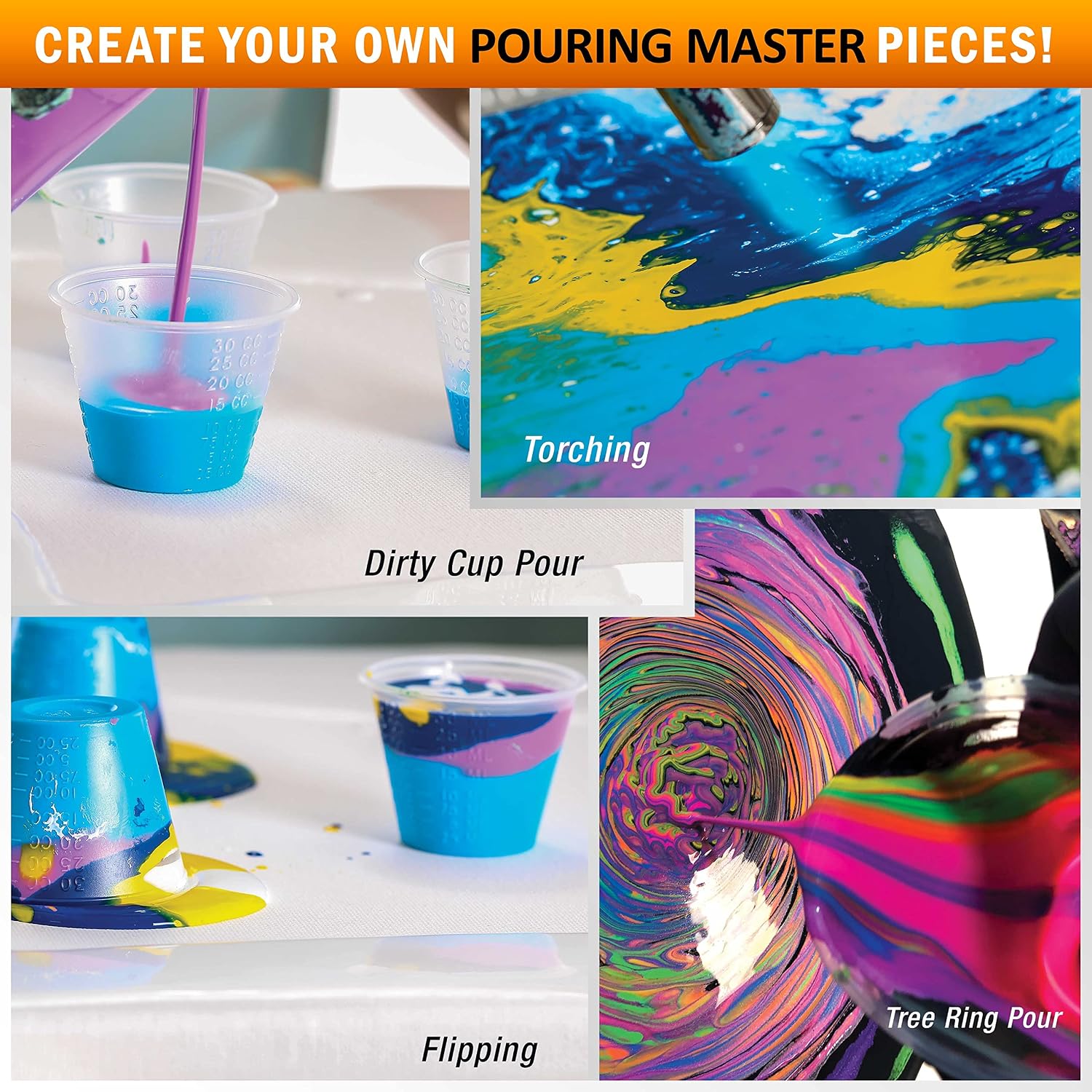 Pouring Masters Magic Aqua/Violet Iridescent Special Effectsr Acrylic Pouring Paint - Premium 32-Ounce Pre-Mixed Fluid Acrylic Paint - Fluid Art Supplies for Canvas, Wood, Paper, Tile & Rocks