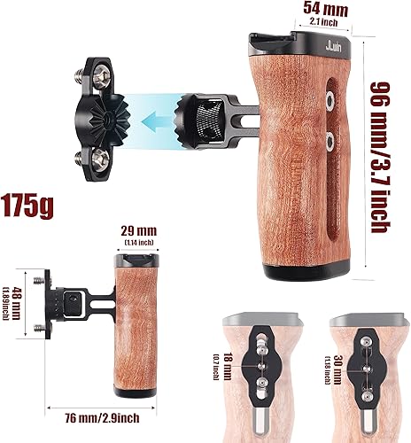 Miniatura 3 de Fotga Estabilizador de agarre de mango lateral de madera con doble 14 "-20 tornillos montaje zapata fría para cámara de video DSLR sin espejo