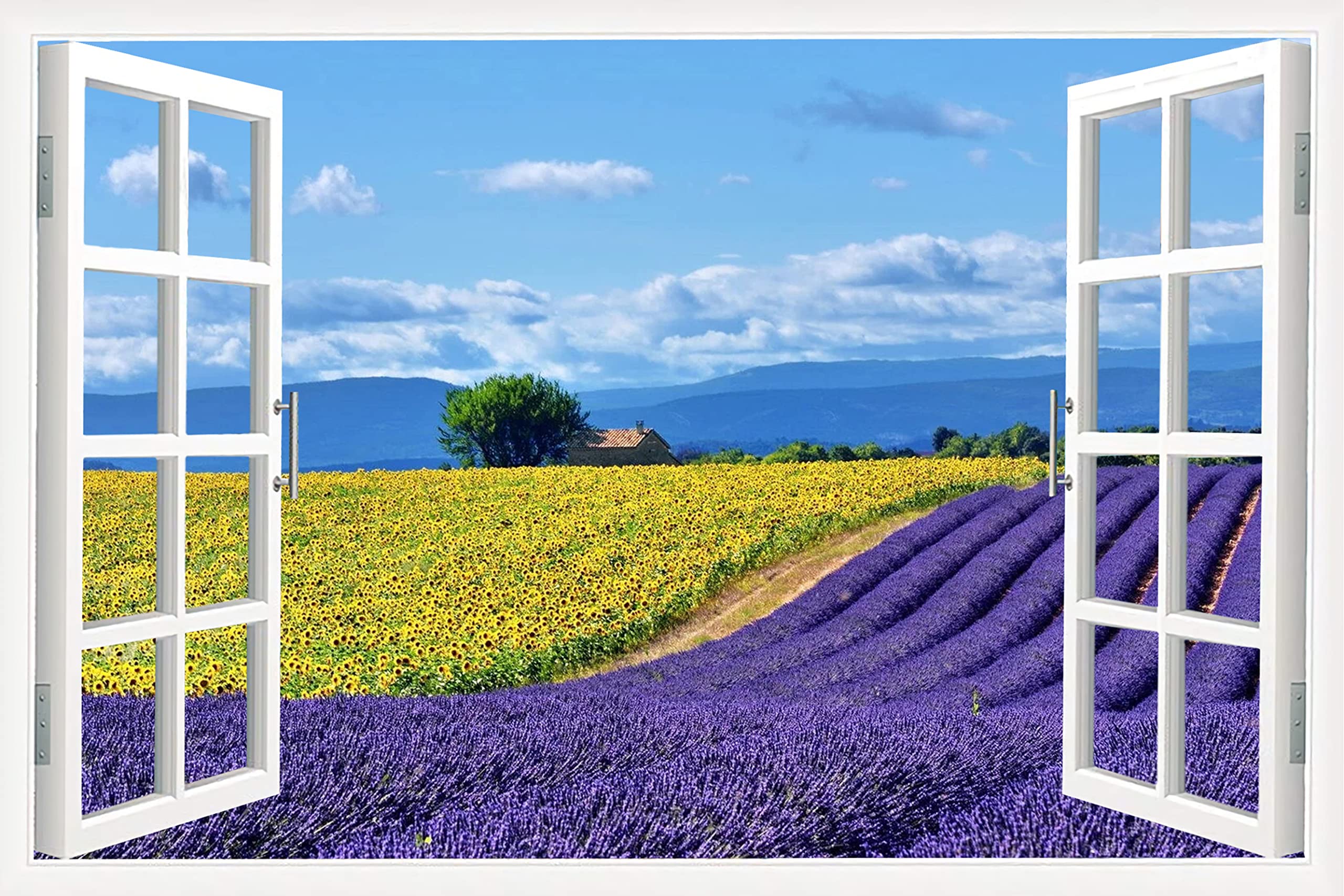 TISHIRON Wall Decorations Sunflower 3D Window View for Living Room Painting Pictures Print On Canvas Wall Art Wooden Frame Ready to Hang (36X24in) — view 51