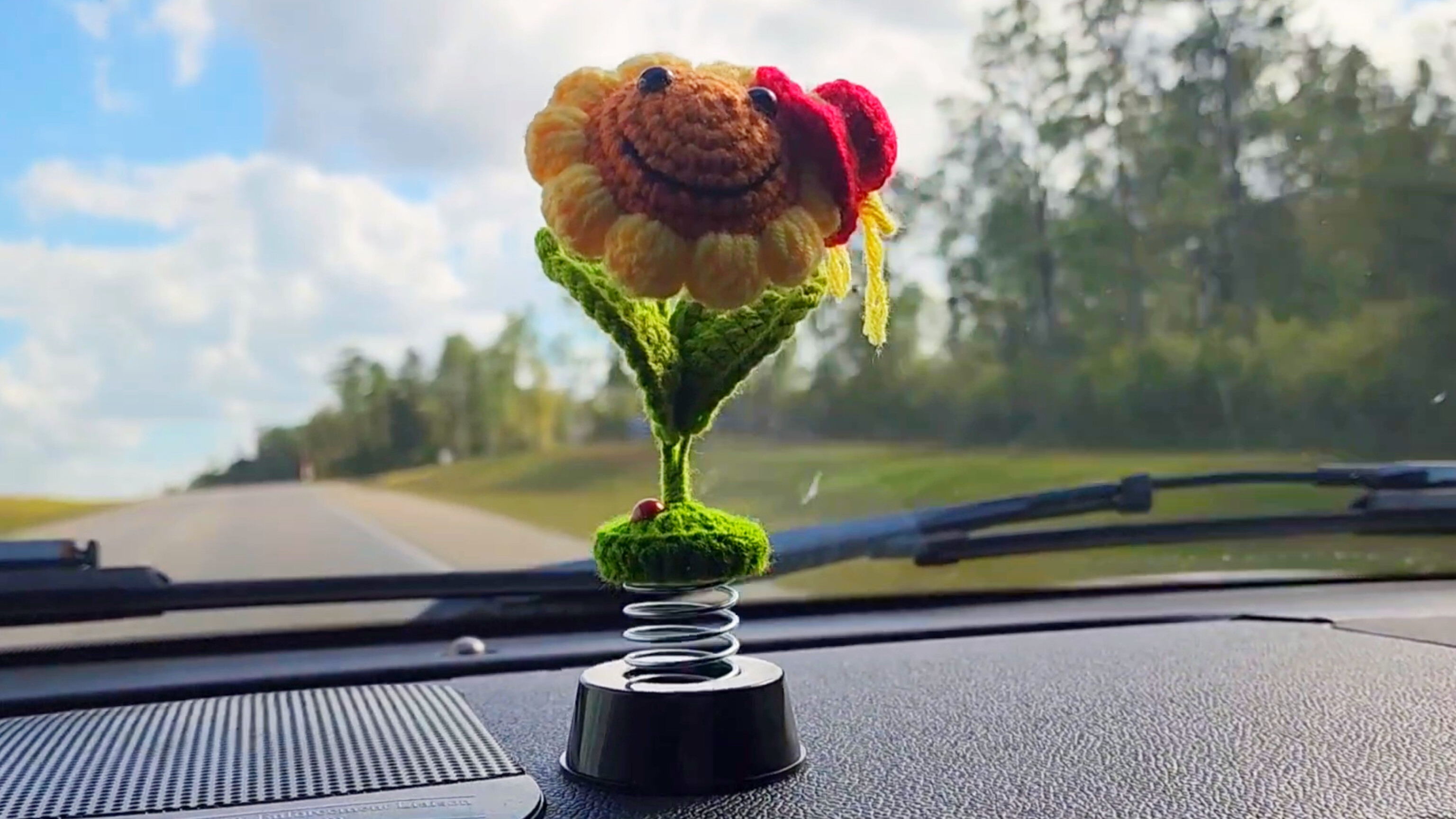 Watch Crochet Sunflower Bobble Head for Vehicle on Amazon Live