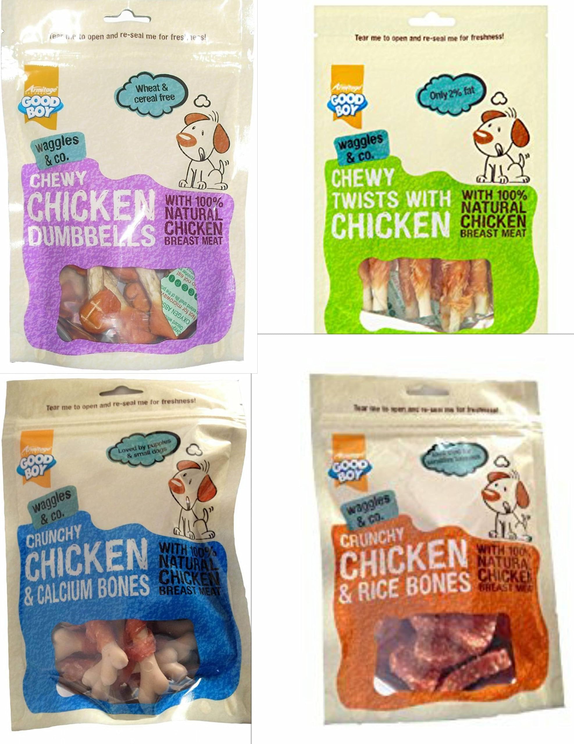 Dog Treats, Good Boy Selection, Chicken Flavour Variety Pack, 4 Different Packs of Treats