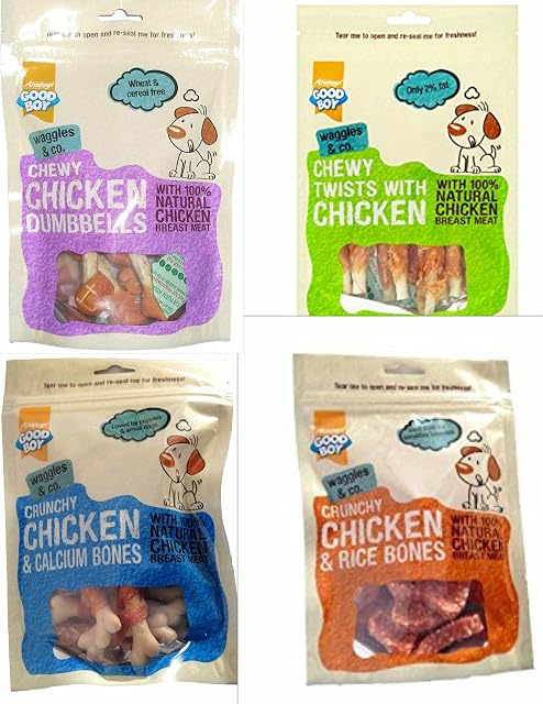 Dog Treats, Good Boy Selection, Chicken Flavour Variety Pack, 4 Different Packs of Treats