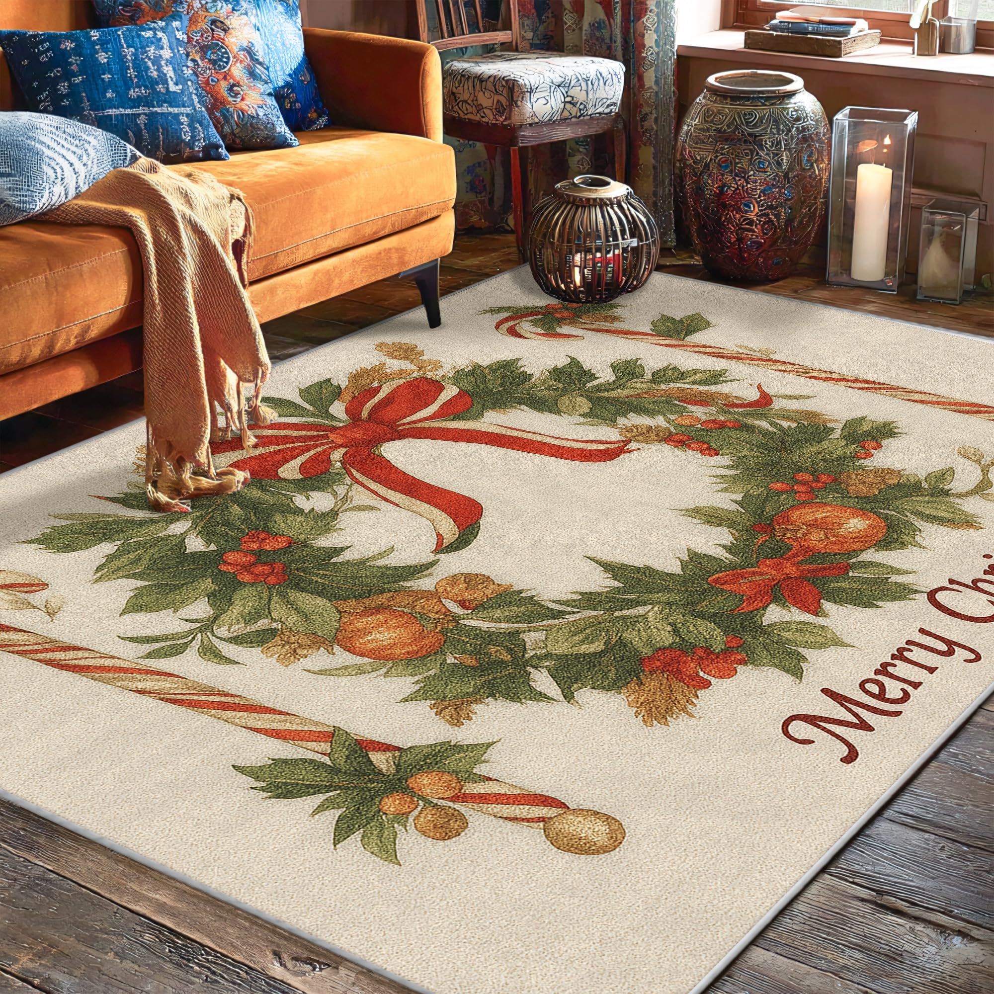 Tapis de sol salon avec motif canne à sucre d'orge pour dortoir
