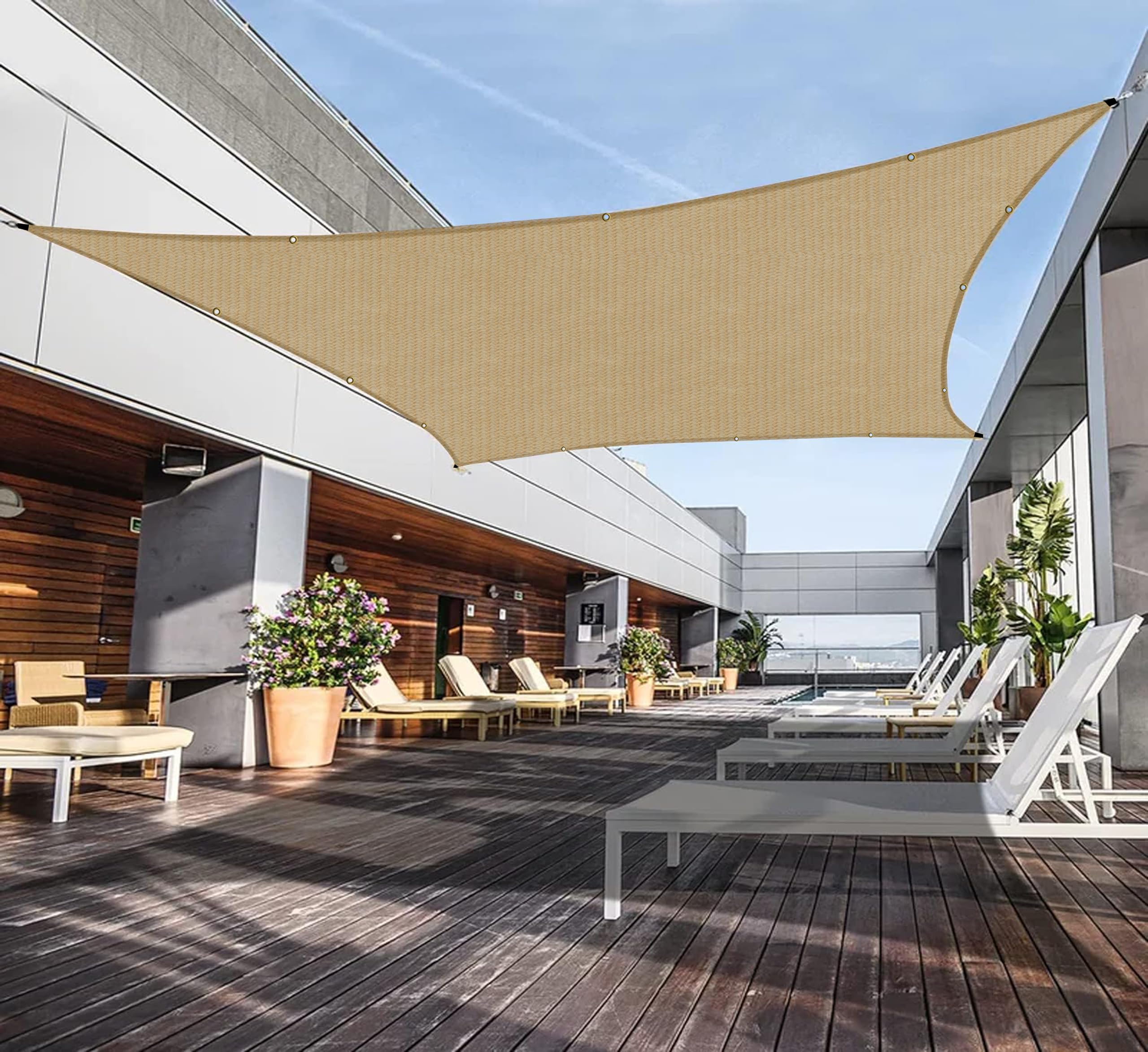 180 GSM HDPE Fabric Self Fold with SS Eyelet Shade Sail (Beige Color, 9.5 X 17 Feet, Pack of 1 Pc) 90-95% Protection from Sun & UV Rays Ideal for CarParking,Outdoor Garden,Balcony,Tent-image-40