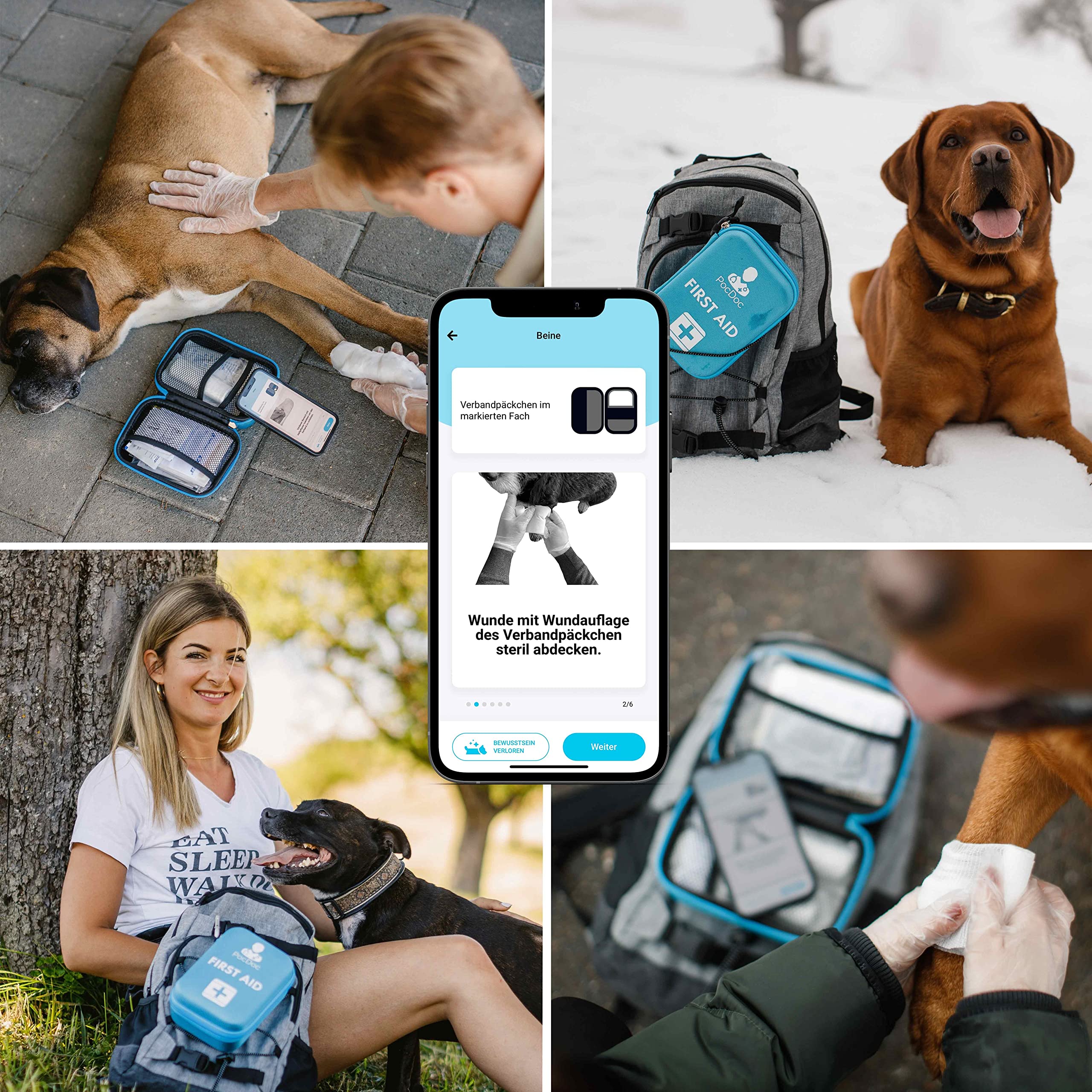 𝗘𝗿𝘀𝘁𝗲 𝗛𝗶𝗹𝗳𝗲 𝗦𝗲𝘁 𝗛𝘂𝗻𝗱 und Katze inklusive kostenloser App und Einer kostenlosen Videosprechstunde 24/7. PocDoc® Pet Connect bekannt aus Hund, Katz & Maus