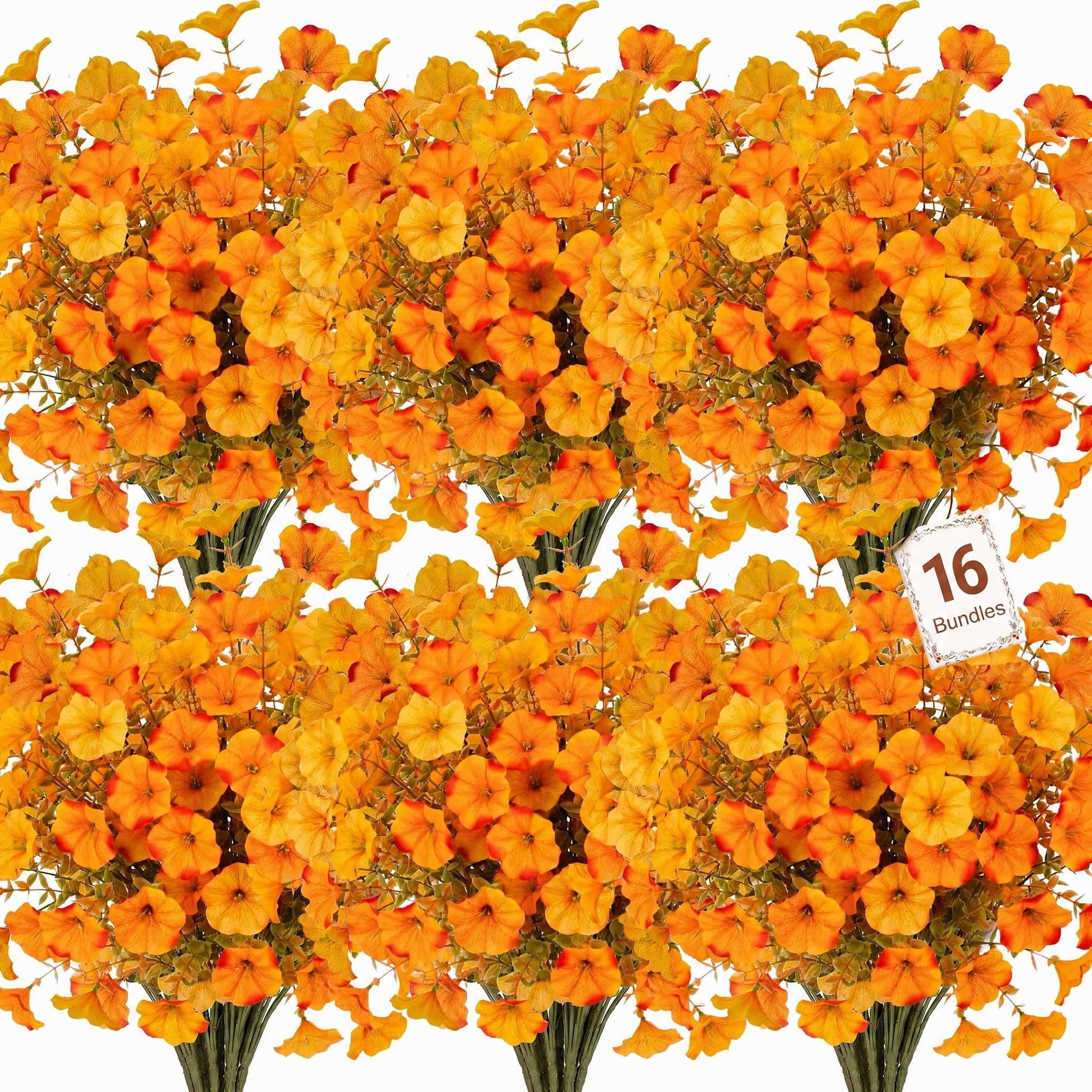 JoyeuVie Artificial Autumn Flowers 16 Pcs Fake Flowers Fur Fall Decor
