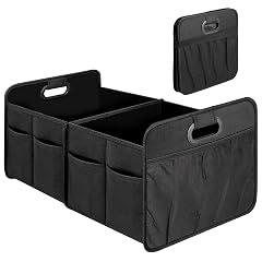 Simple Deluxe Trunk Organizer for Car SUV Truck Collapsible 2 Compartment Automotive Storage Box 600D Waterproof Oxford Polyester