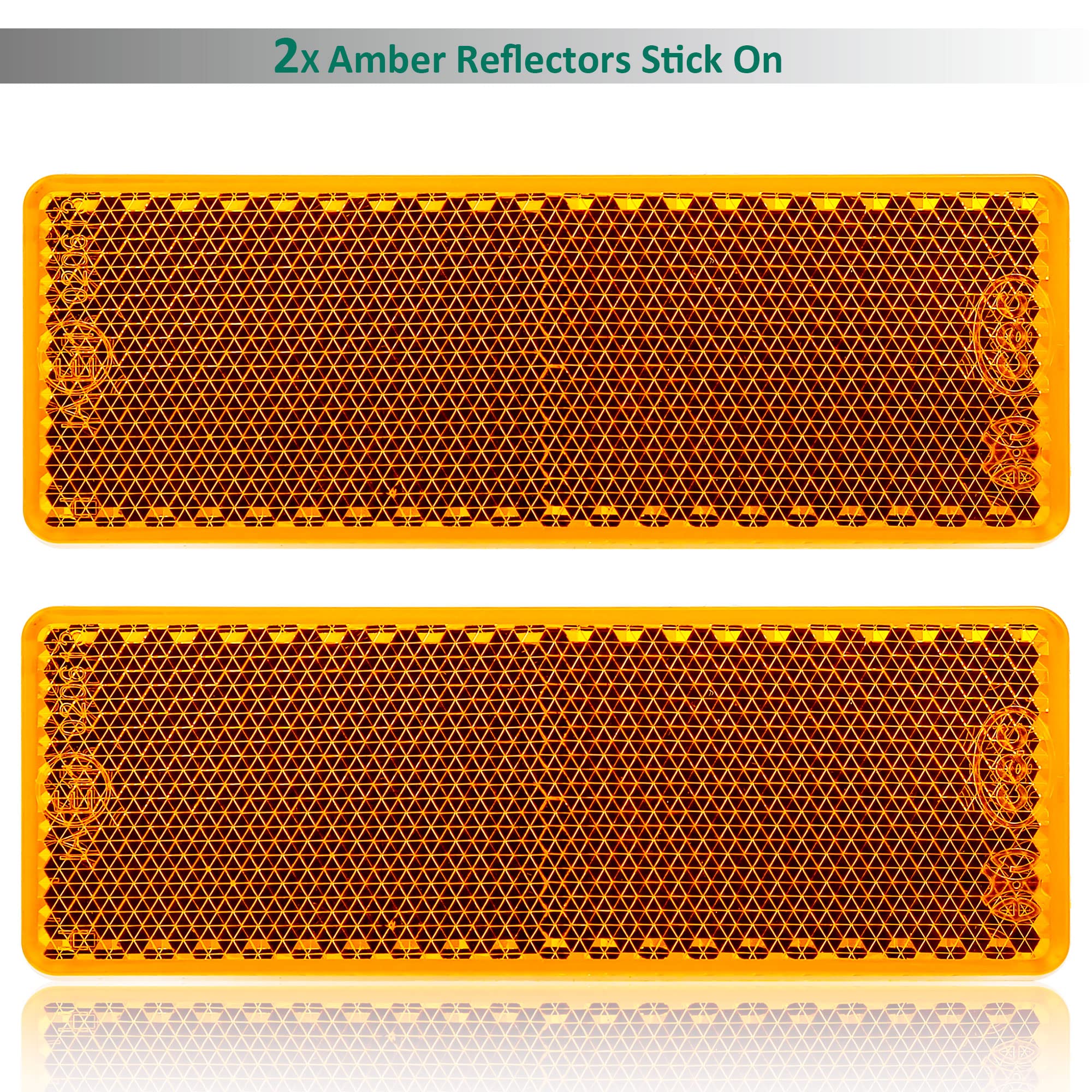 Catadioptrico Rectangular Amarillo Adhesivo, Reflector Rectangulares Adhesivo Remolque para RV Caravana Tractor Homologados E, 85x30x10mm (Amarillo-Rectangulares- Adhesivo-4Piezas) - 4