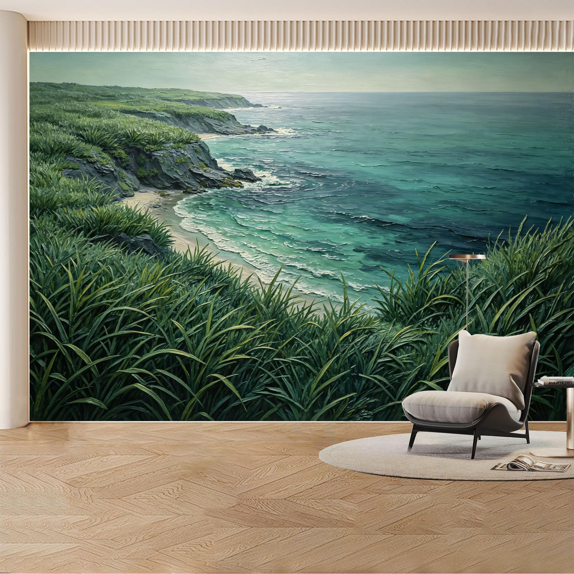 Custom Wall Mural Wallpaper Ocean Cliff Landscape Large Wall Art 3D Effect Nature Coastal Scenic Removable SelfAdhesive Large Photo for Living Room， Bedroom， Office