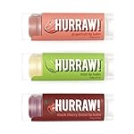 Hurraw! Grapefruit, Mint, Black Cherry Tinted Lip Balms, 3 Pack Bundle: Organic, Certified Vegan, Cruelty and Gluten Free. Non-GMO, 100% Natural. Bee, Shea, Soy & Palm Free. Made in USA