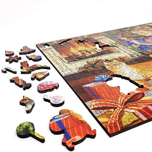 Miniatura 4 de Rompecabezas de madera para adultos con piezas de forma única, fabricado en Estados Unidos por FoxSmartBox - 465 piezas - Navidad