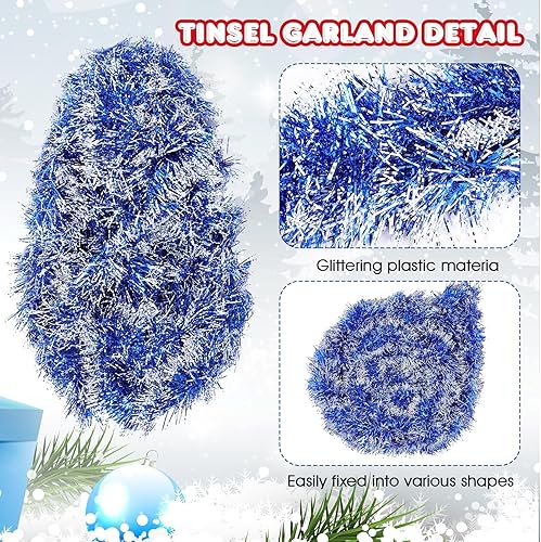 Miniatura 105 de Shappy Guirnalda de oropel negra de 90 pies, 6 rollos para decoración de Halloween, Navidad, guirnalda metálica con purpurina para bodas, fiestas