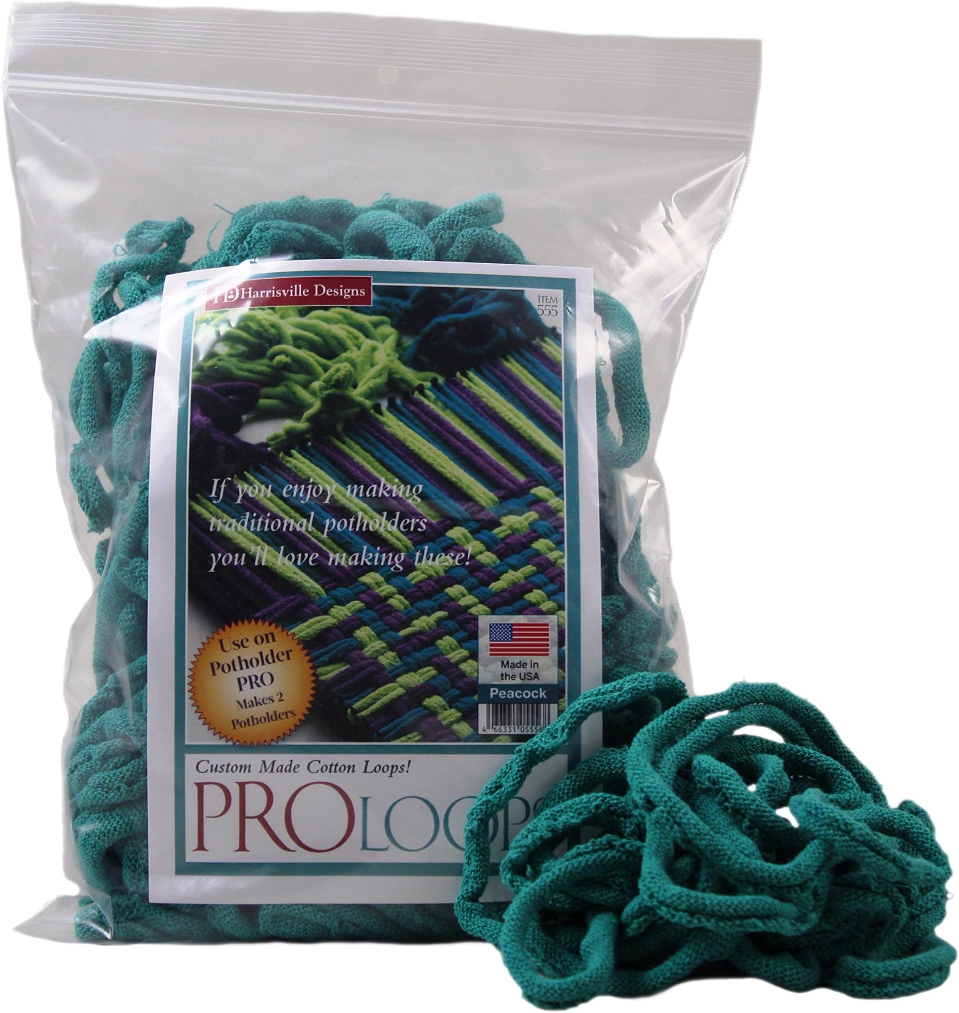 Harrisville DesignsFriendly Loom | 10” PRO-Sized Peacock Potholder Weaving Loops | Craft 2 Cotton Potholders