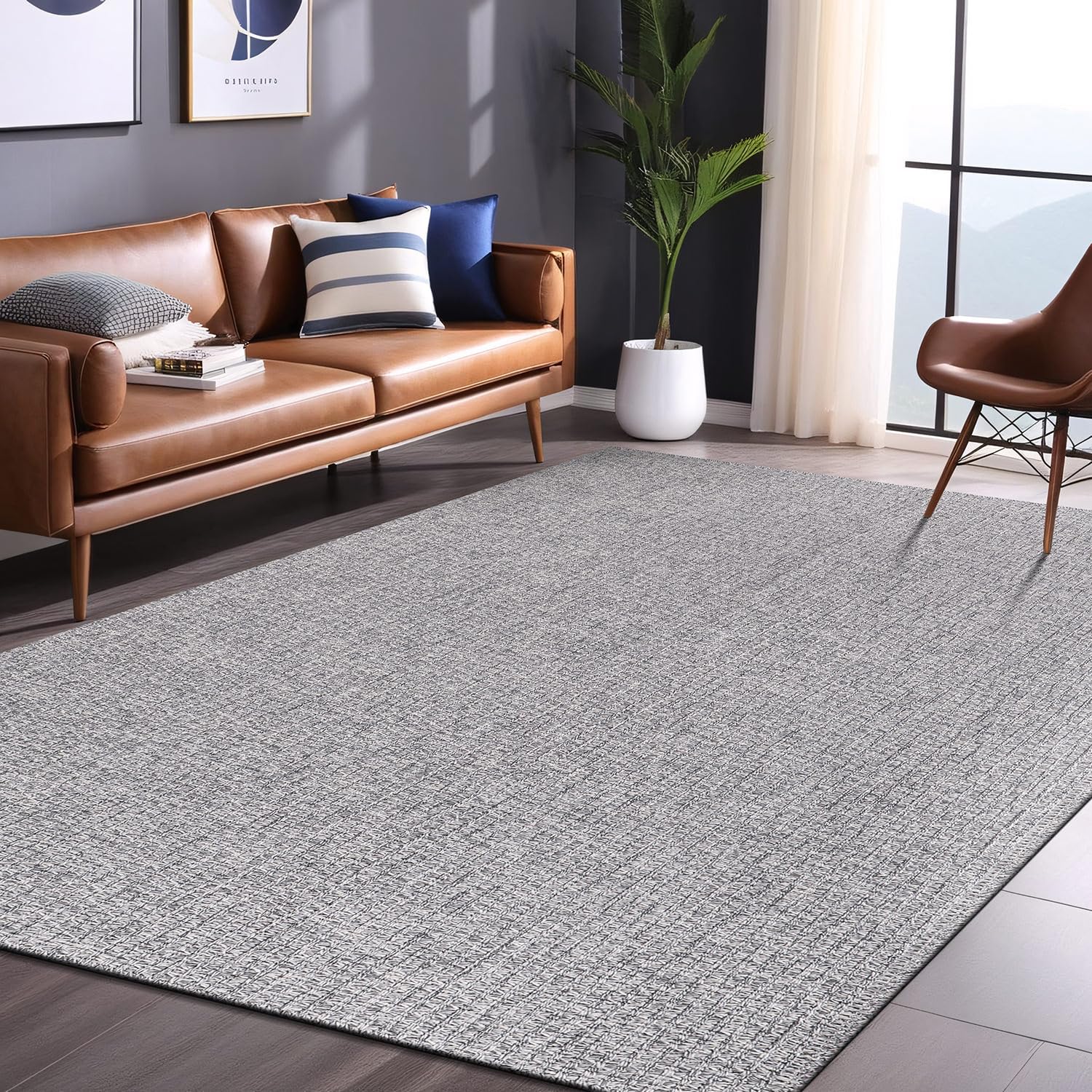 Luul Home Easy Jute Rugs 9x12 Gray Color Living Room Indoor Outdoor Area Rug for Farmhouse Patio and Kitchen Rug High Traffic Washable Easy to Clean