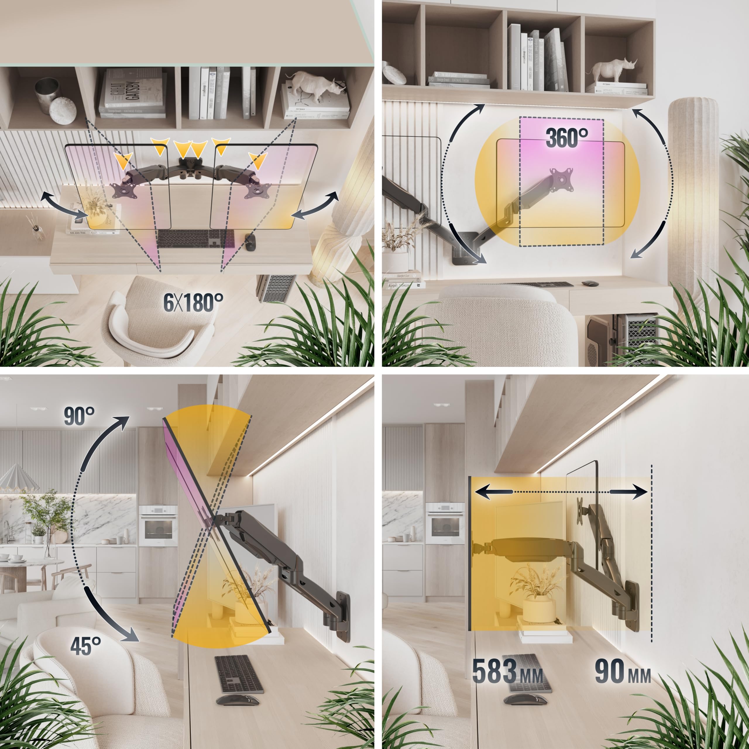 RICOO S4711 Supporto TV da parete Staffa TV 13-32 pollici per 13 32 pollici girevole inclinabile fino a 9 kg max VESA 100x100
