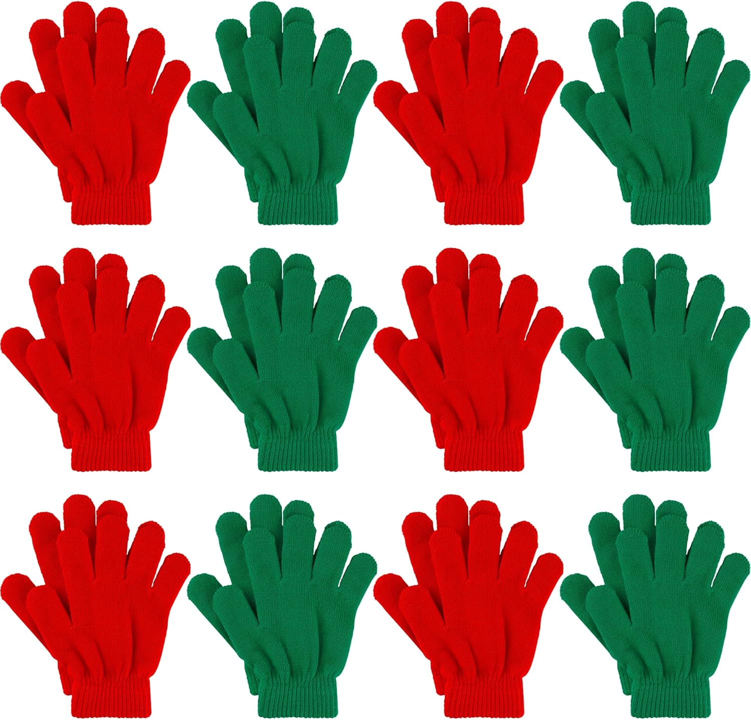 Glooarm 12 Pairs Kids Gloves Winter Toddler Gloves Full Fingers Knit Gloves Children Stretchy Warm Gloves Bulk for Boys Girls