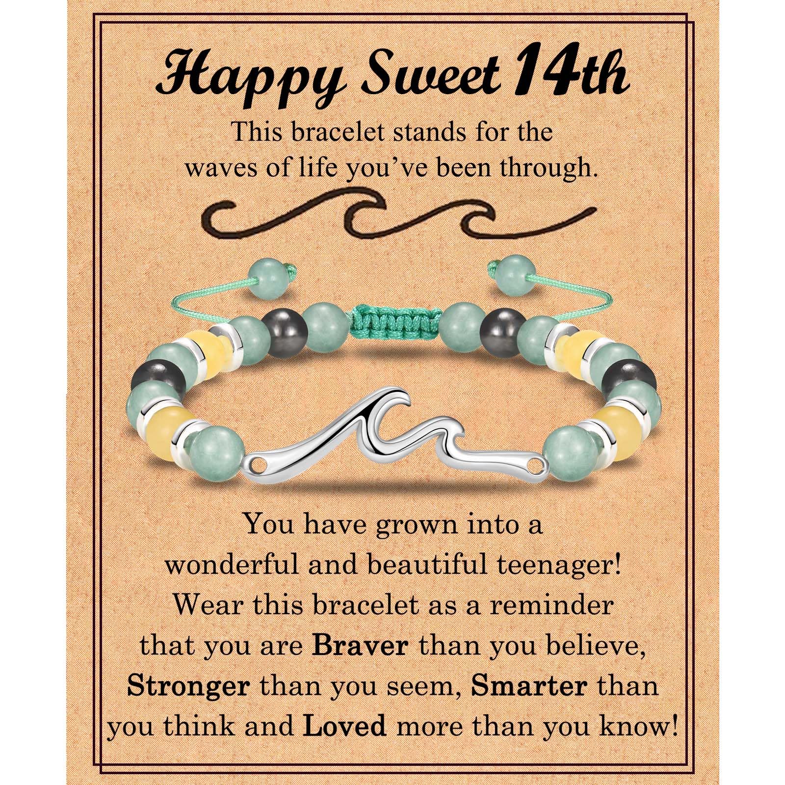 13 14 15 16 17 18 21 Year Old Birthday Gifts for Girls, Wave Birthday Bracelet Gifts with Birthday Card for Teen Girls Her Daughter Granddaughter Niece Friends