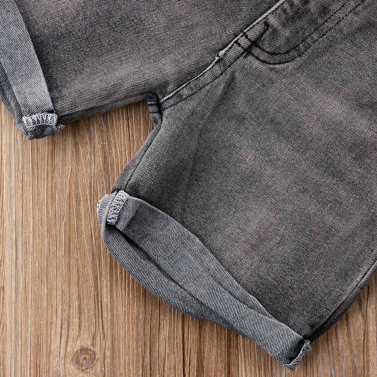 Miniatura 7 de Casual Niño Niños Niñas Tops Camiseta Denim Pantalones Trajes Conjunto Ropa 1-6Y