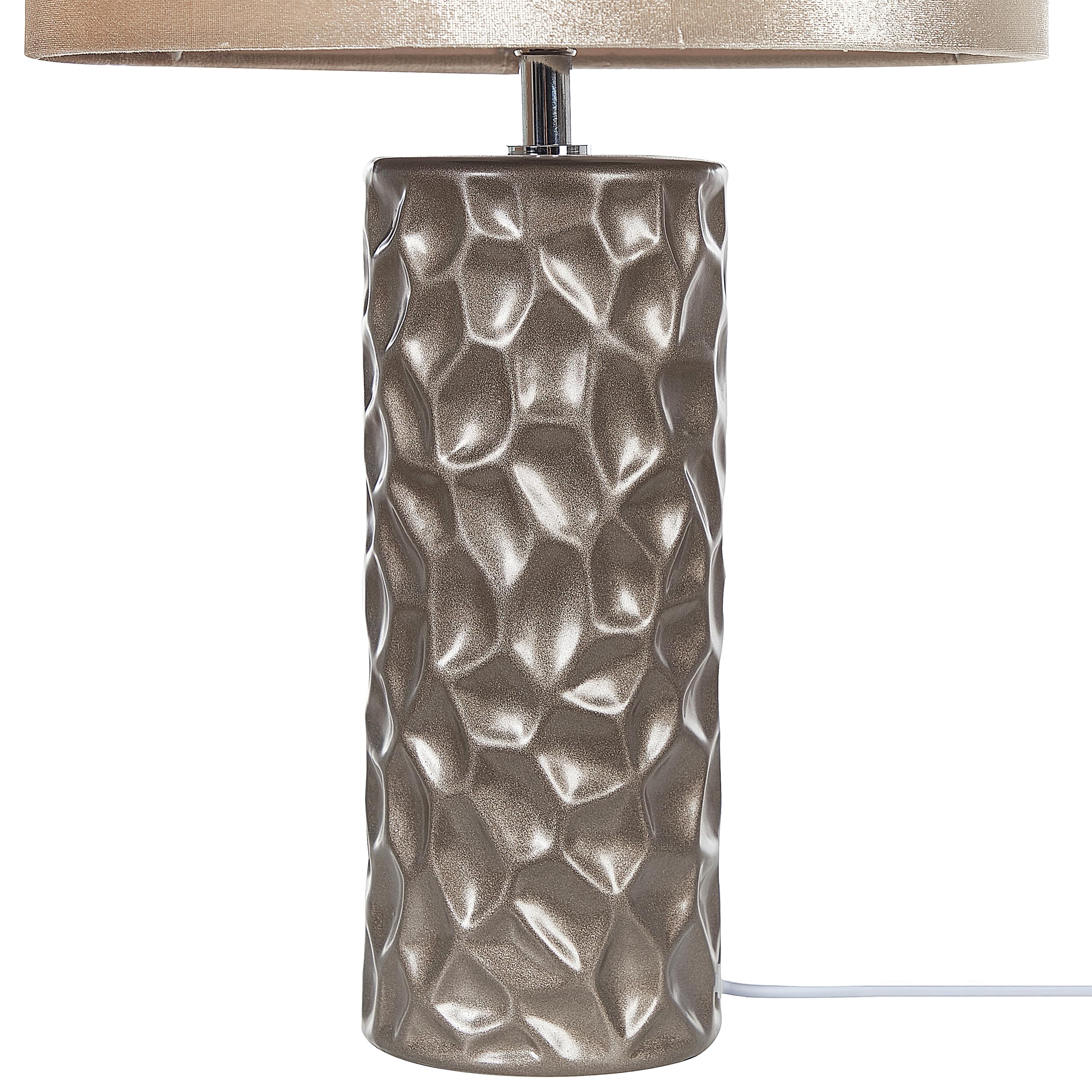 Beliani Tischlampe 50 cm Keramik geometrisch Schirm Samt gold Kabel mit Schalter Sankuru